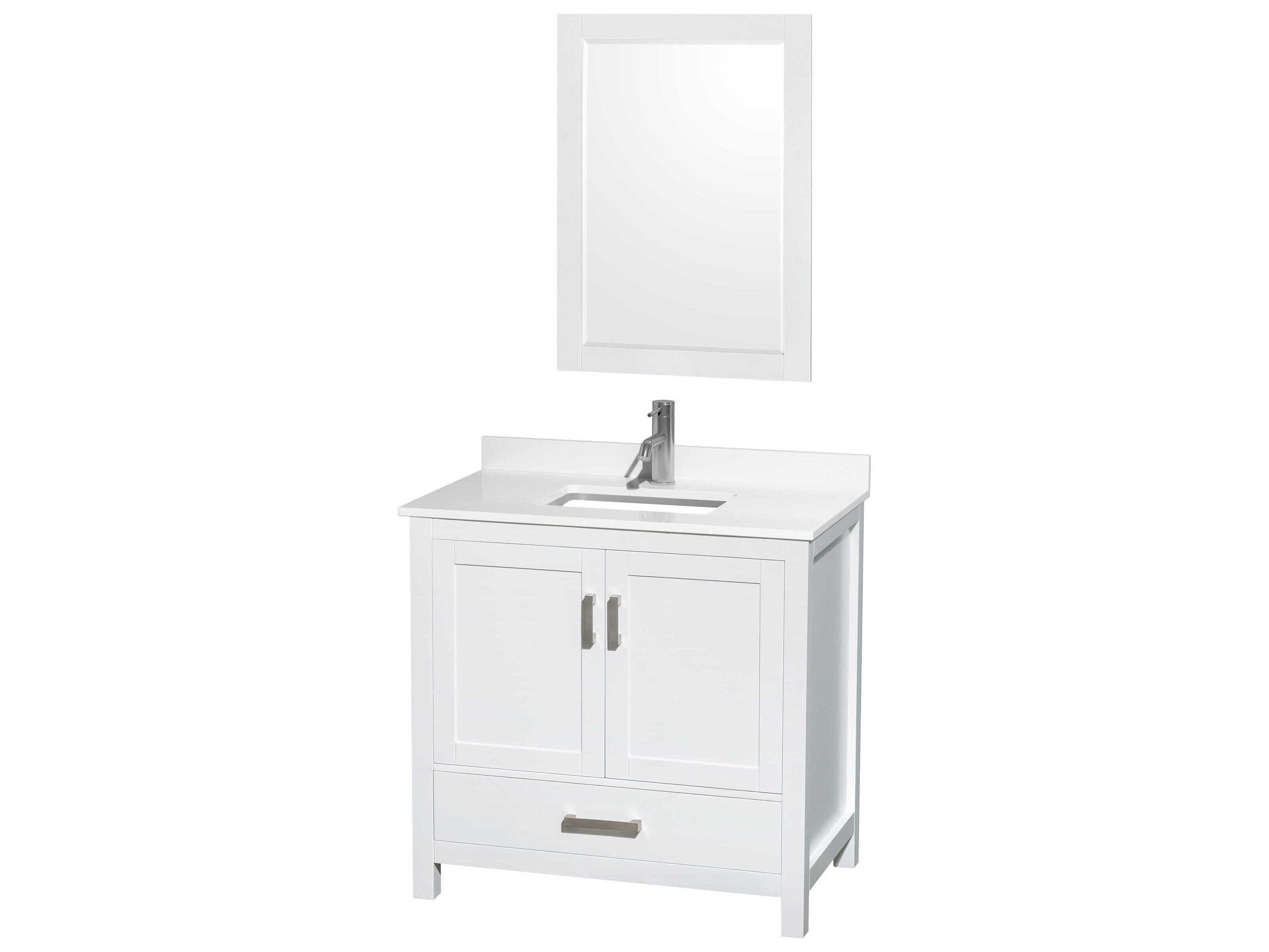 Wyndham Collection Sheffield 36" White Vanity with 24" Mirror