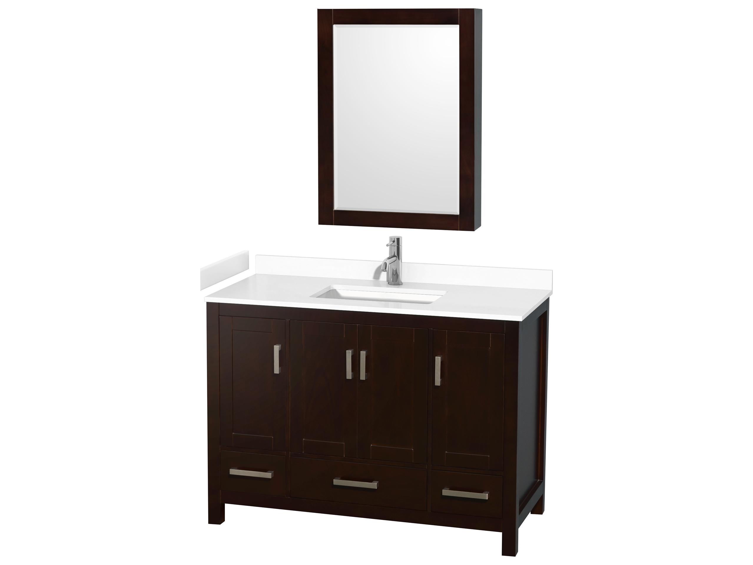Wyndham Collection Sheffield 48" Espresso Vanity with Medicine Cabinet