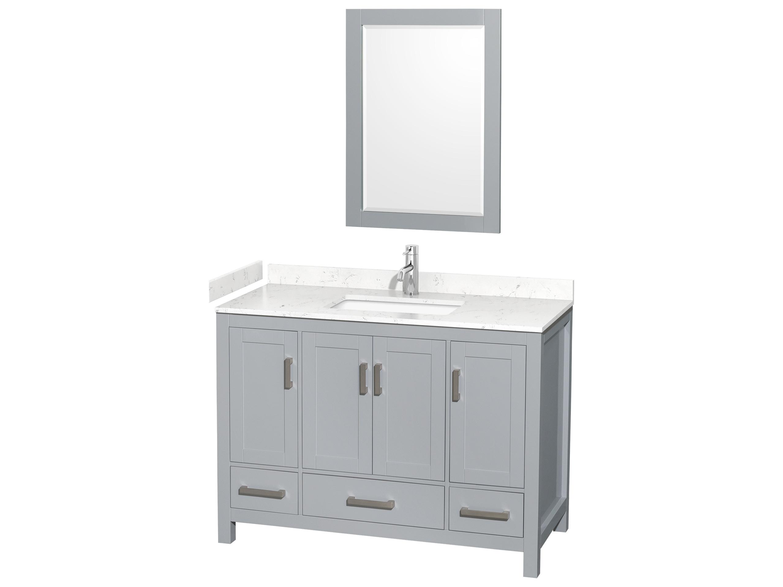 Wyndham Collection Sheffield 48" Gray Vanity with 24" Mirror