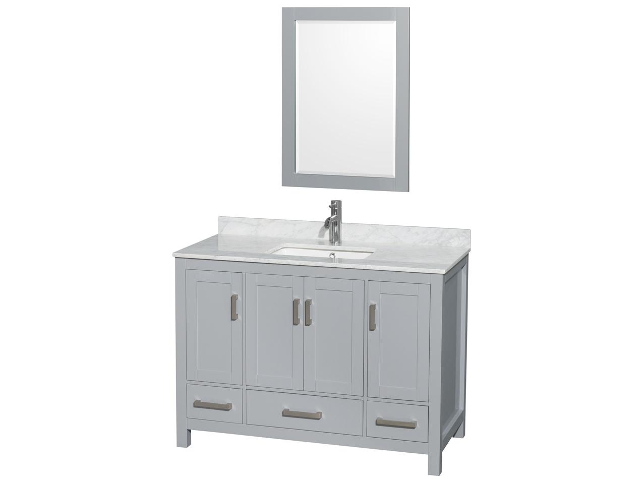 Wyndham Collection Sheffield 48" Gray Vanity with 24" Mirror