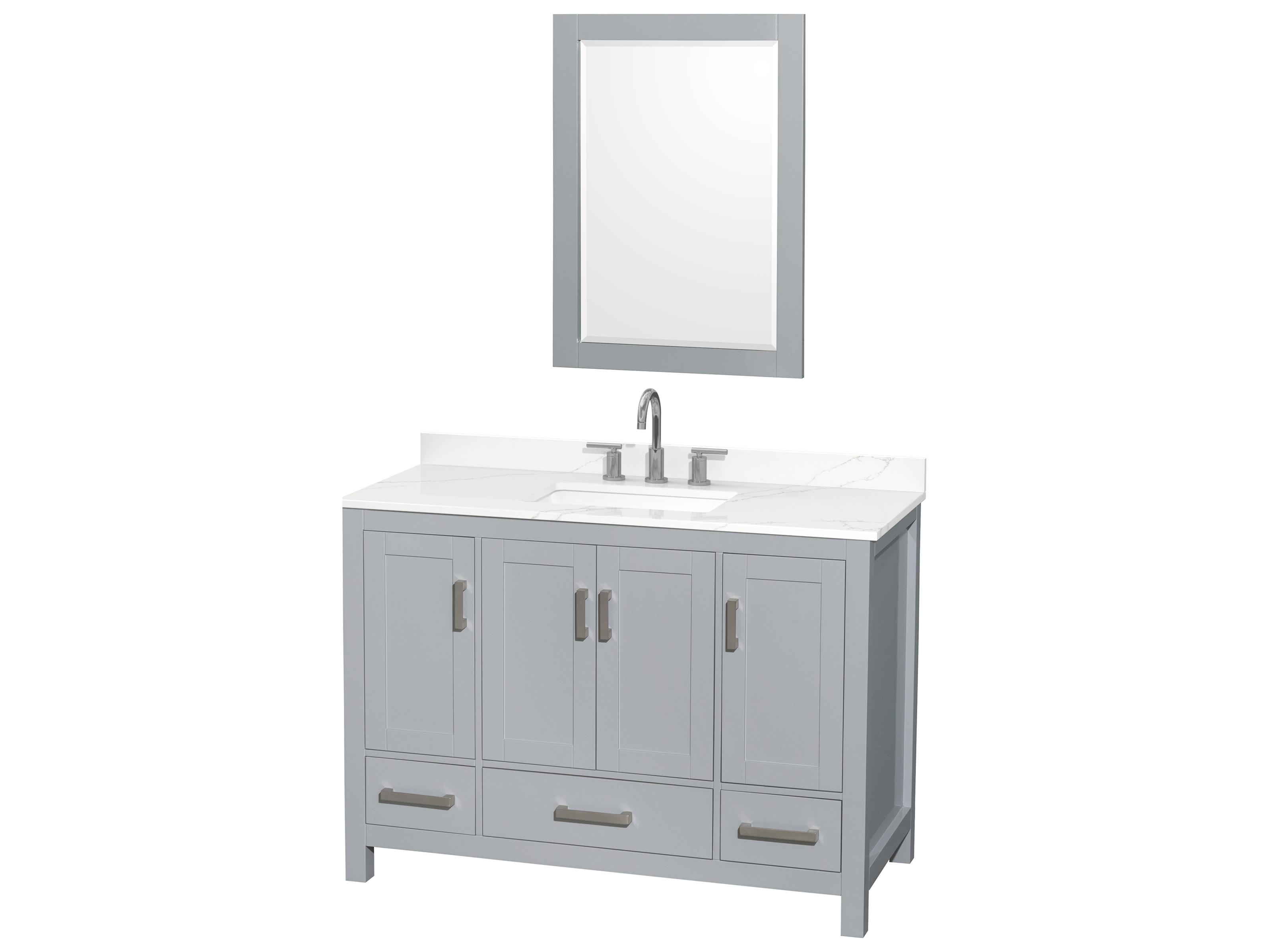 Wyndham Collection Sheffield 48" Gray Vanity with 24" Mirror