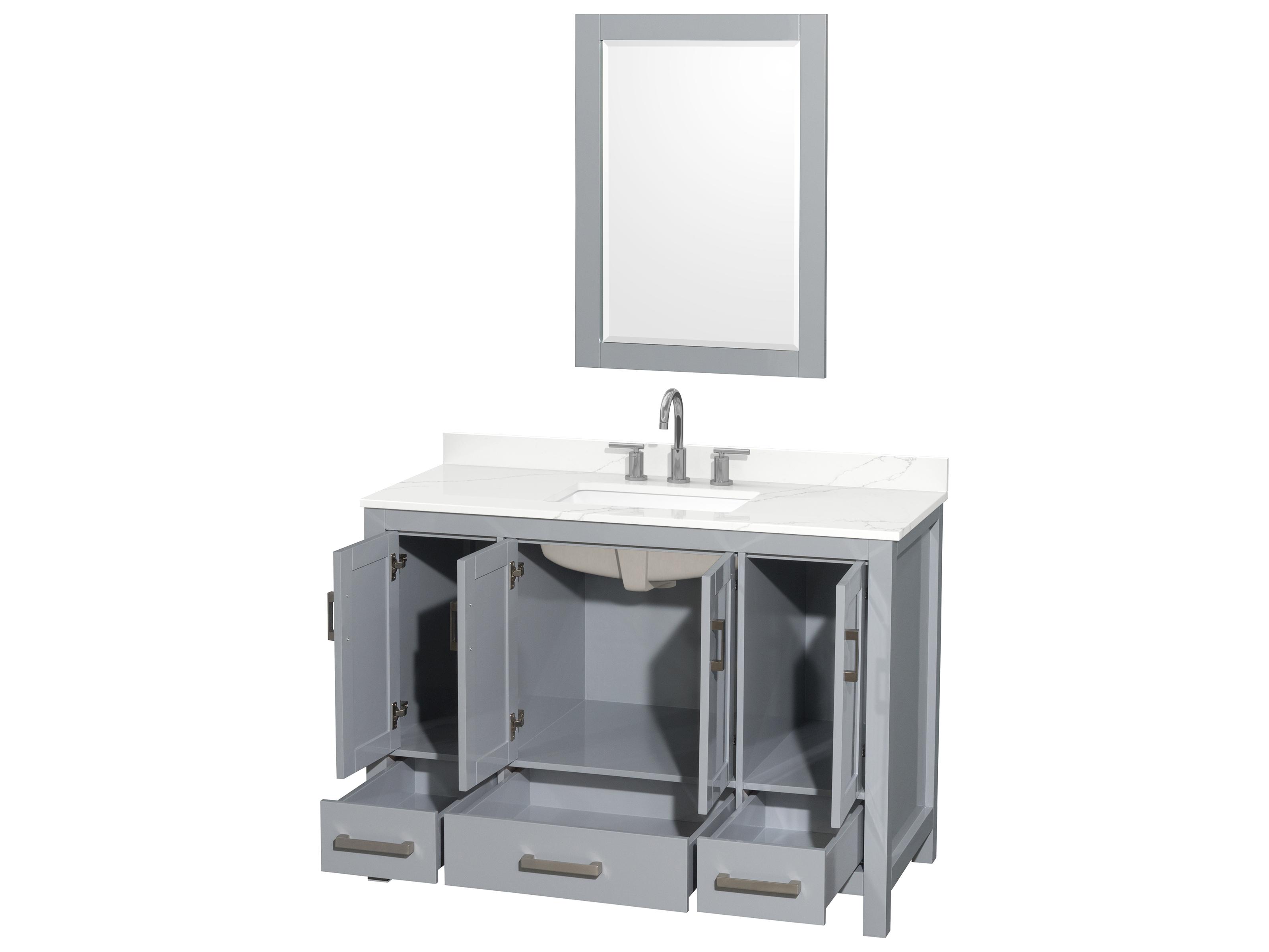 Wyndham Collection Sheffield 48" Gray Vanity with 24" Mirror
