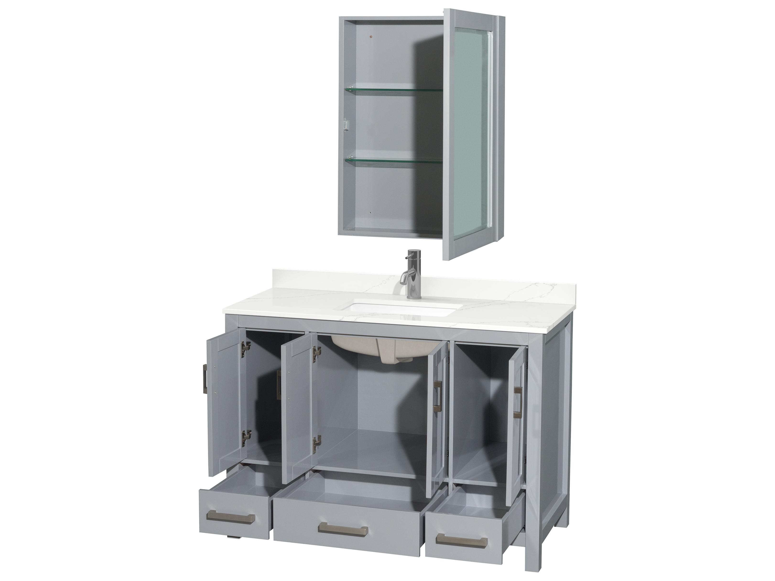 Wyndham Collection Sheffield 48" Gray Vanity with Medicine Cabinet