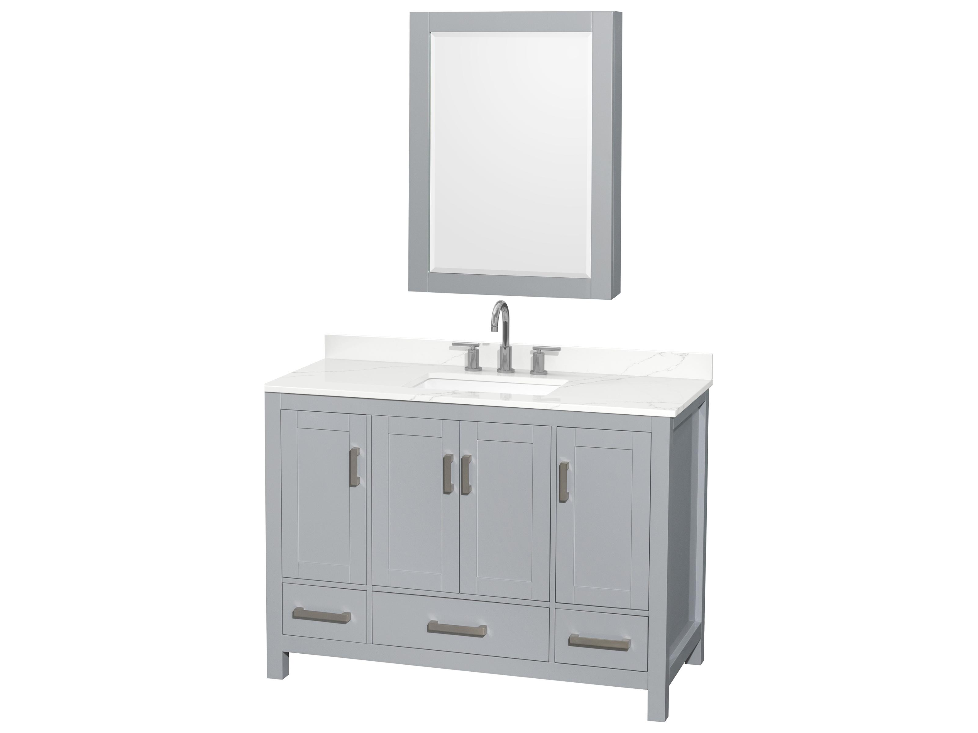 Wyndham Collection Sheffield 48" Gray Vanity with Medicine Cabinet