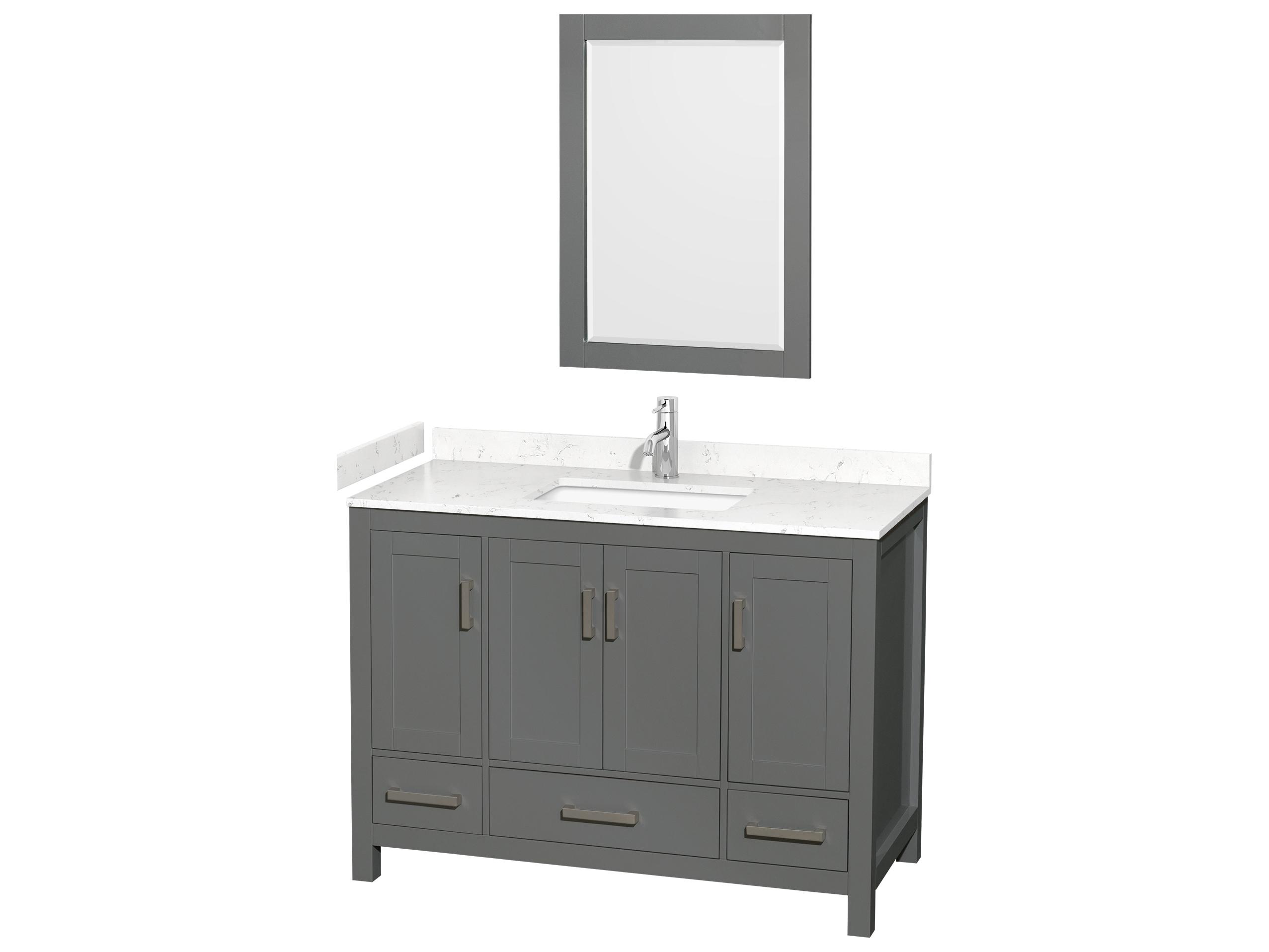 Wyndham Collection Sheffield 48" Dark Gray Vanity with 24" Mirror