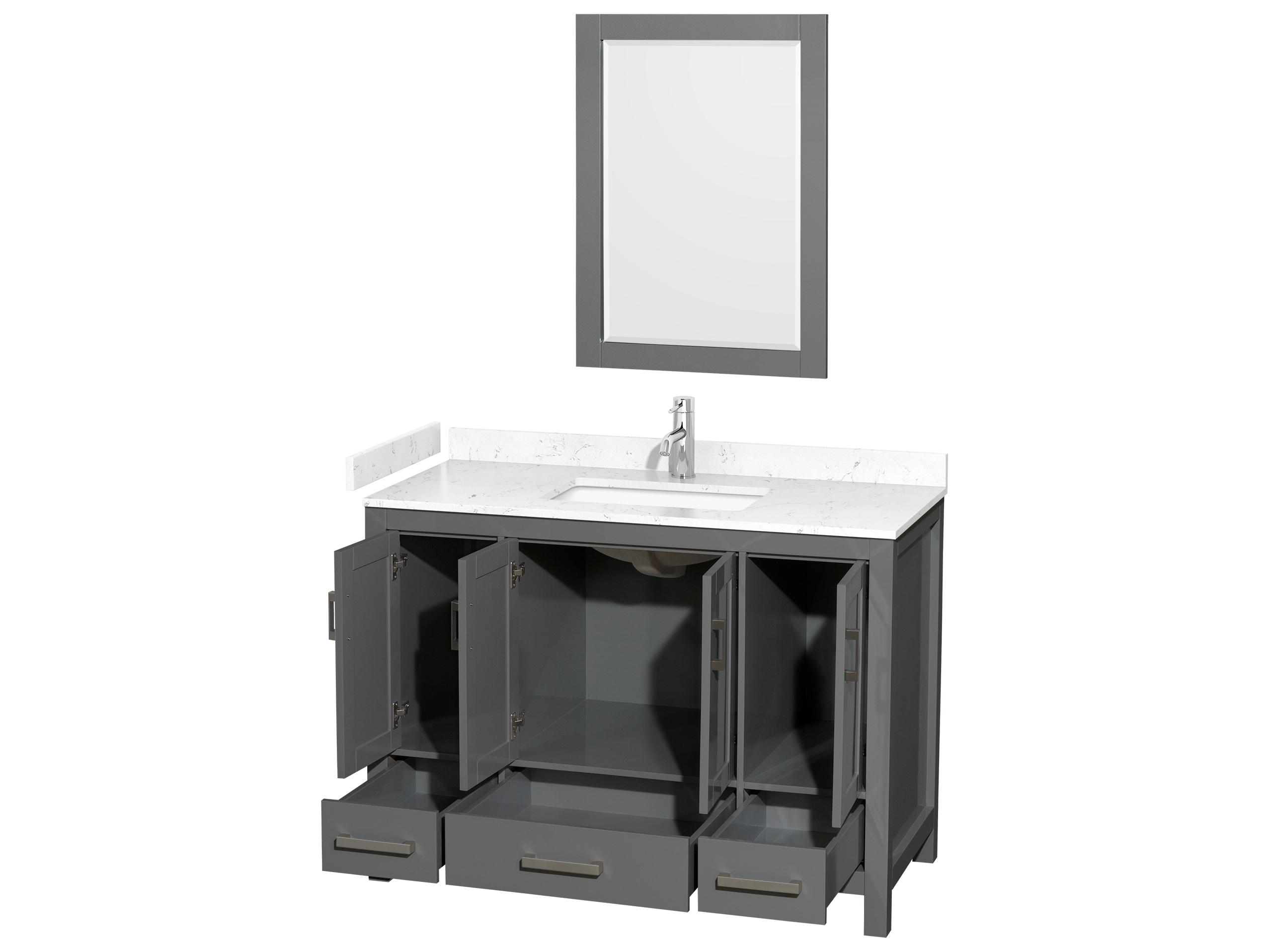 Wyndham Collection Sheffield 48" Dark Gray Vanity with 24" Mirror