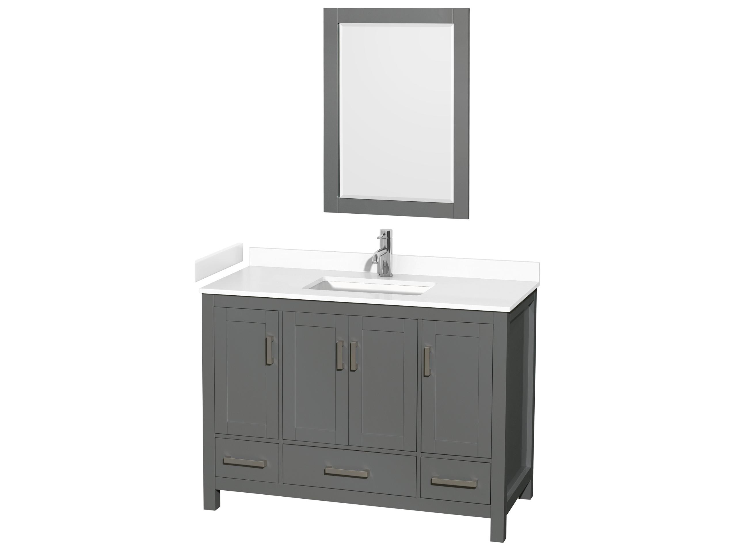 Wyndham Collection Sheffield 48" Dark Gray Vanity with 24" Mirror
