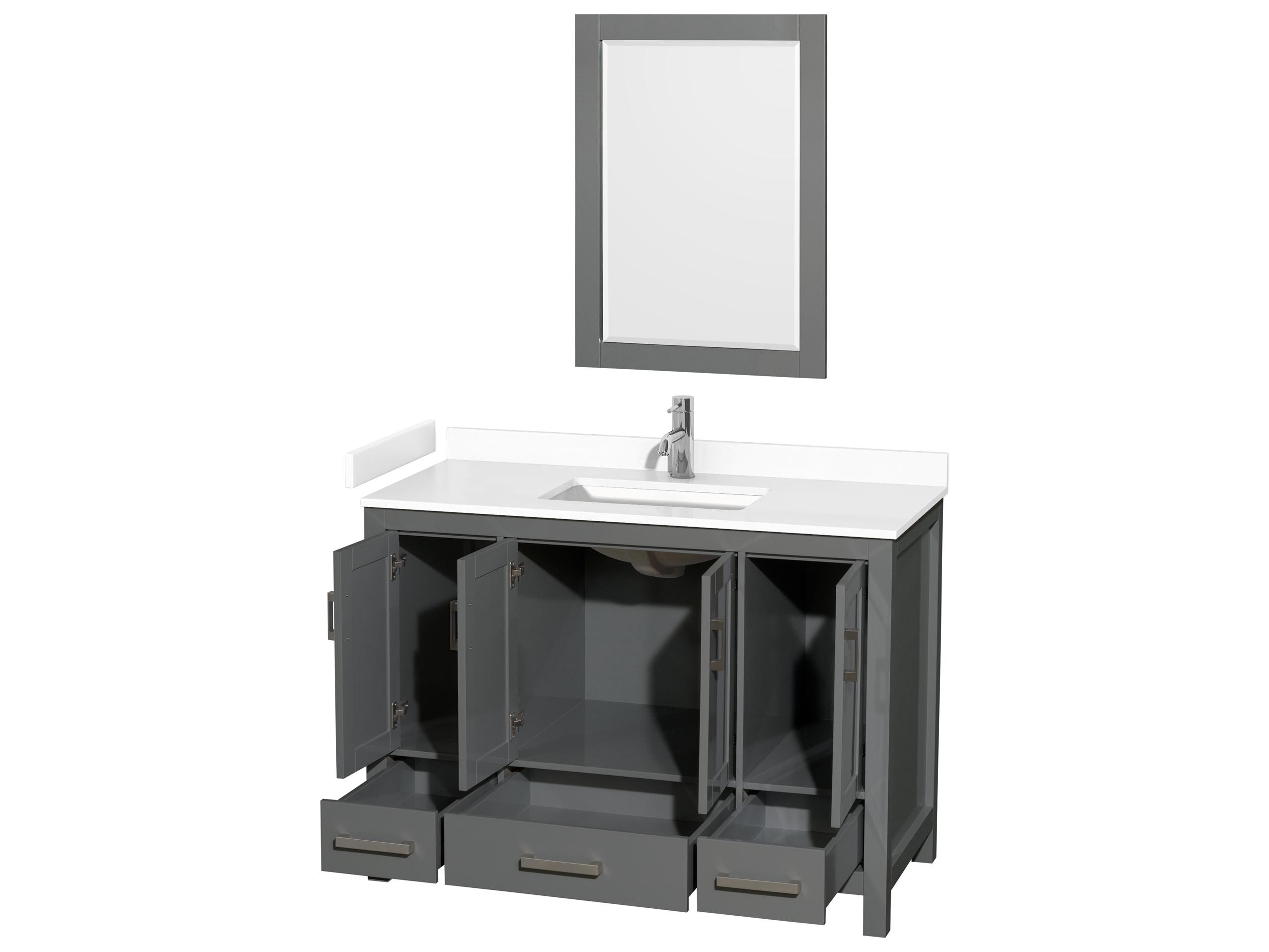 Wyndham Collection Sheffield 48" Dark Gray Vanity with 24" Mirror