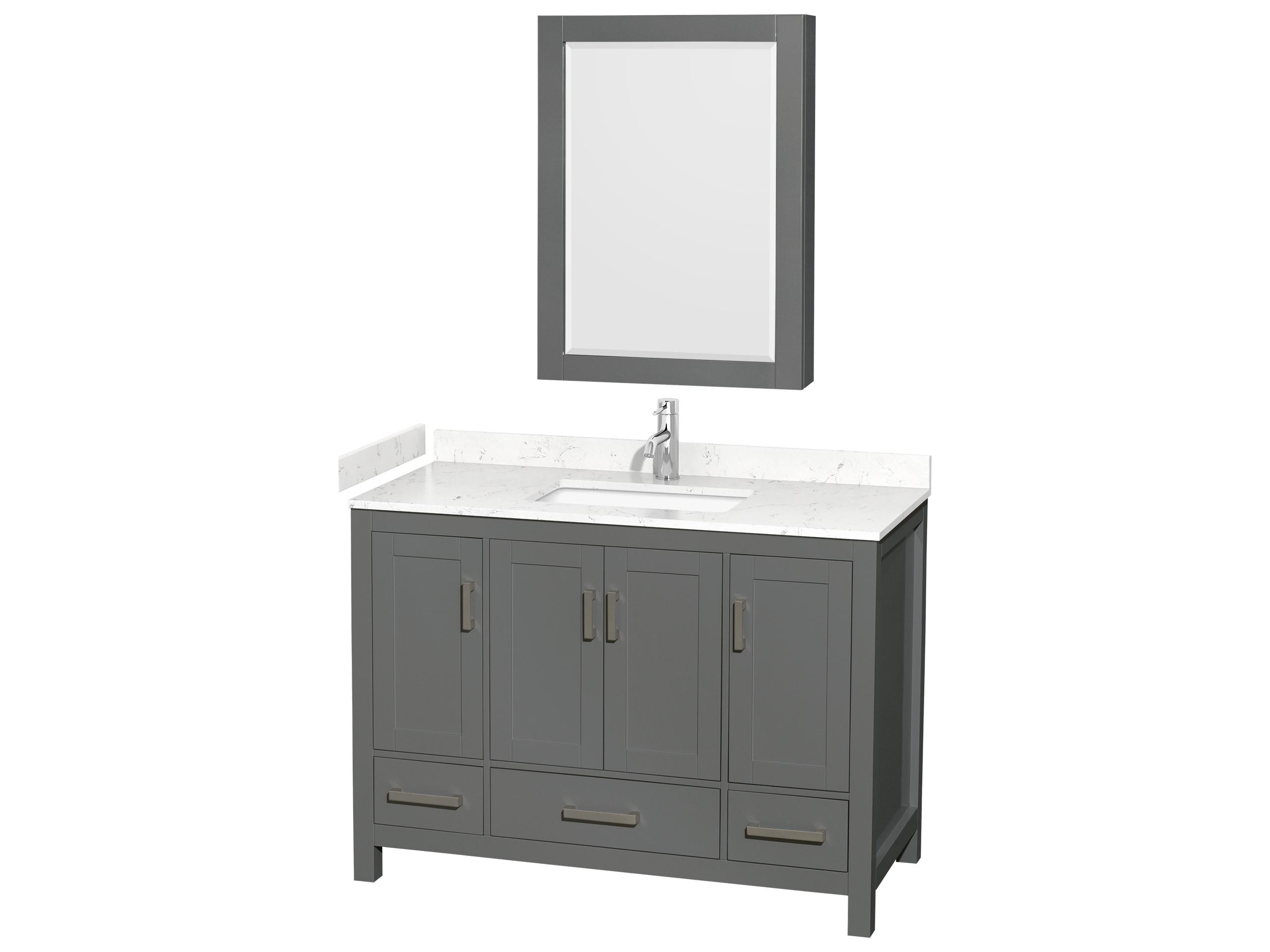 Wyndham Collection Sheffield 48" Dark Gray Vanity with Medicine Cabinet