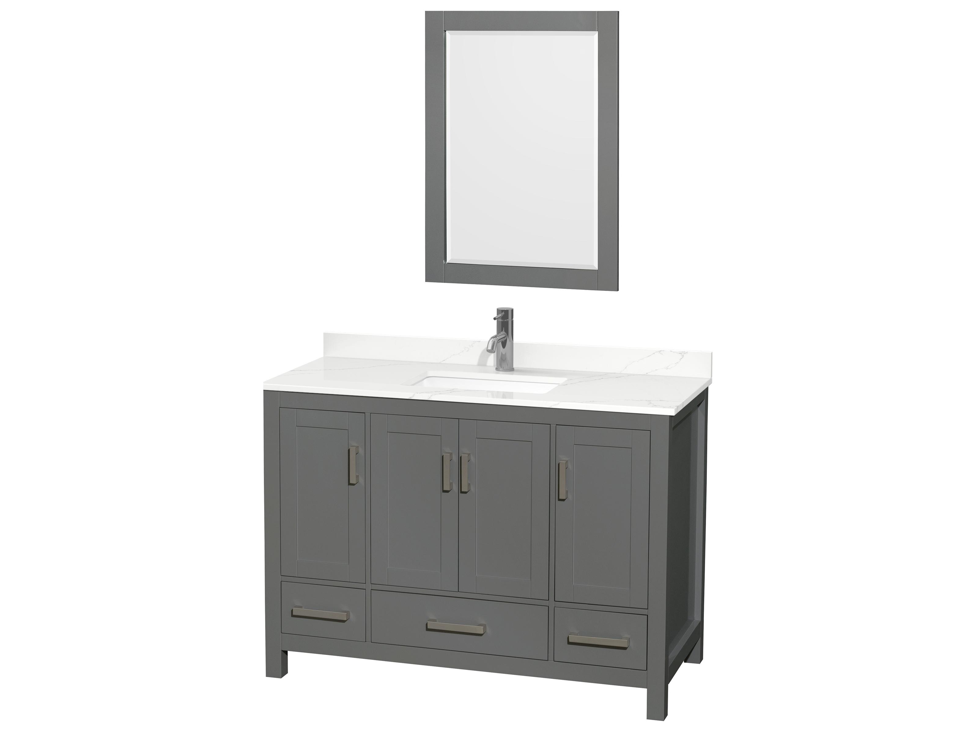 Wyndham Collection Sheffield 48" Dark Gray Vanity with 24" Mirror