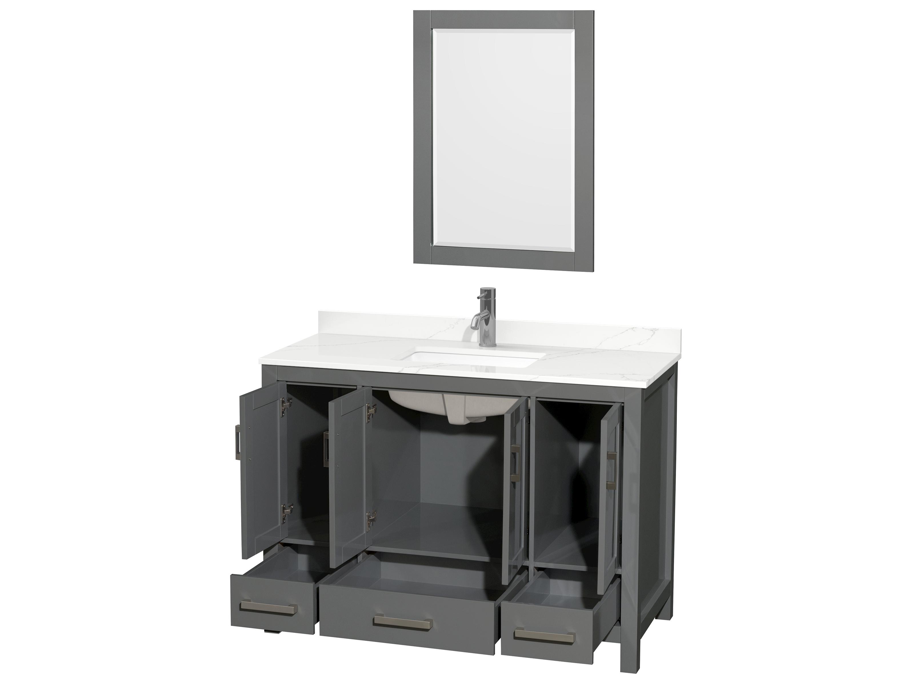 Wyndham Collection Sheffield 48" Dark Gray Vanity with 24" Mirror