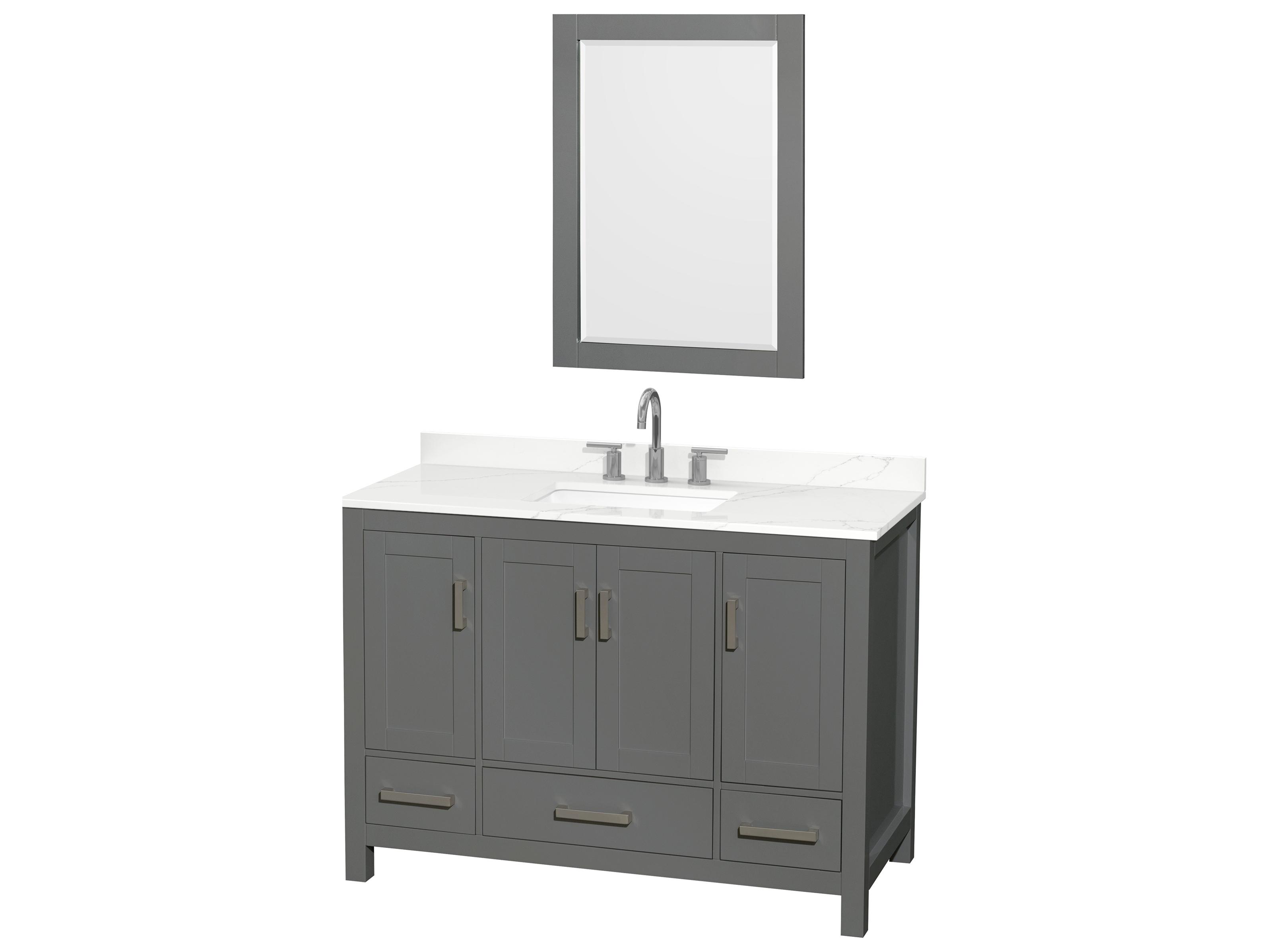 Wyndham Collection Sheffield 48" Dark Gray Vanity with 24" Mirror