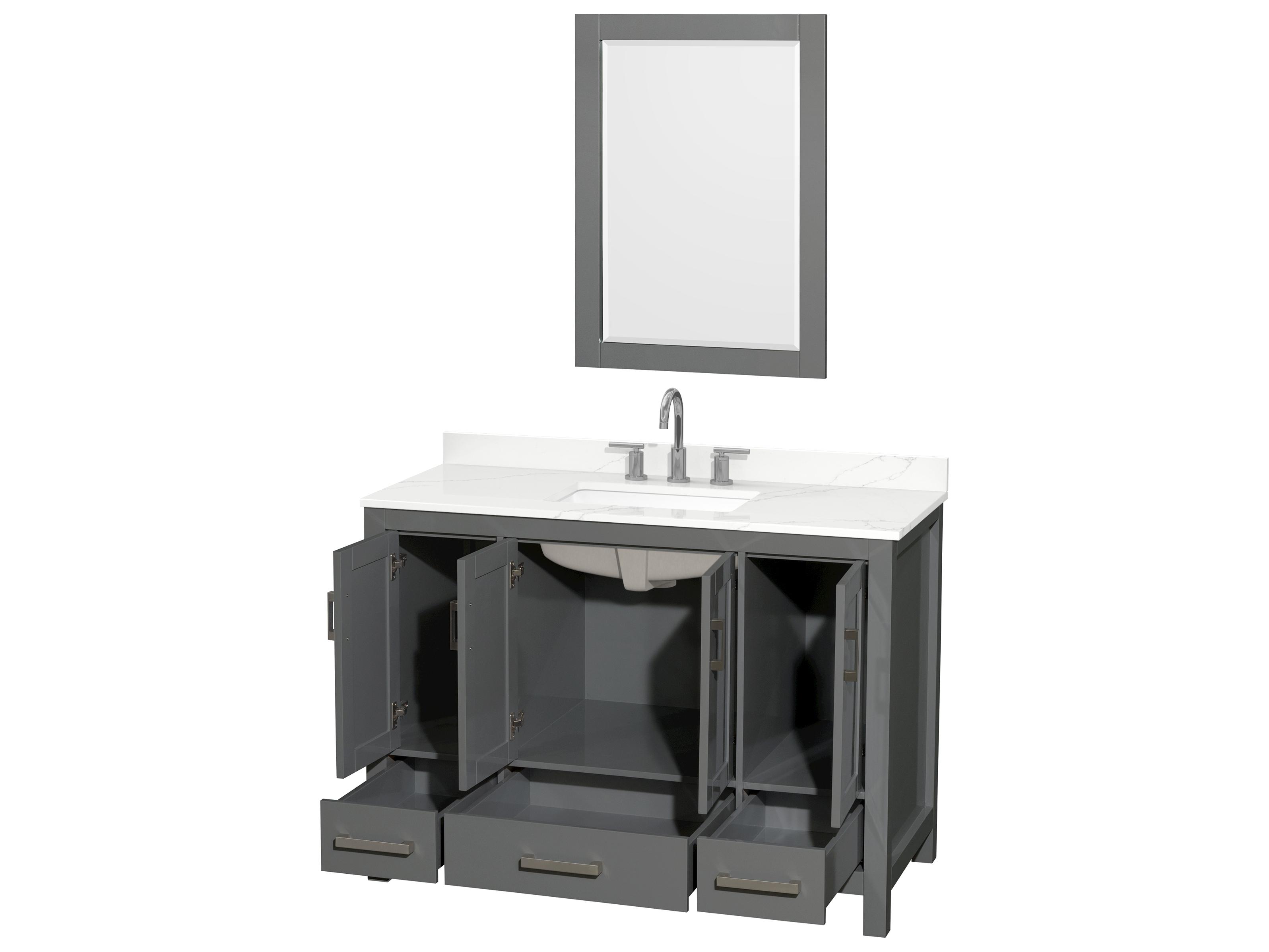 Wyndham Collection Sheffield 48" Dark Gray Vanity with 24" Mirror