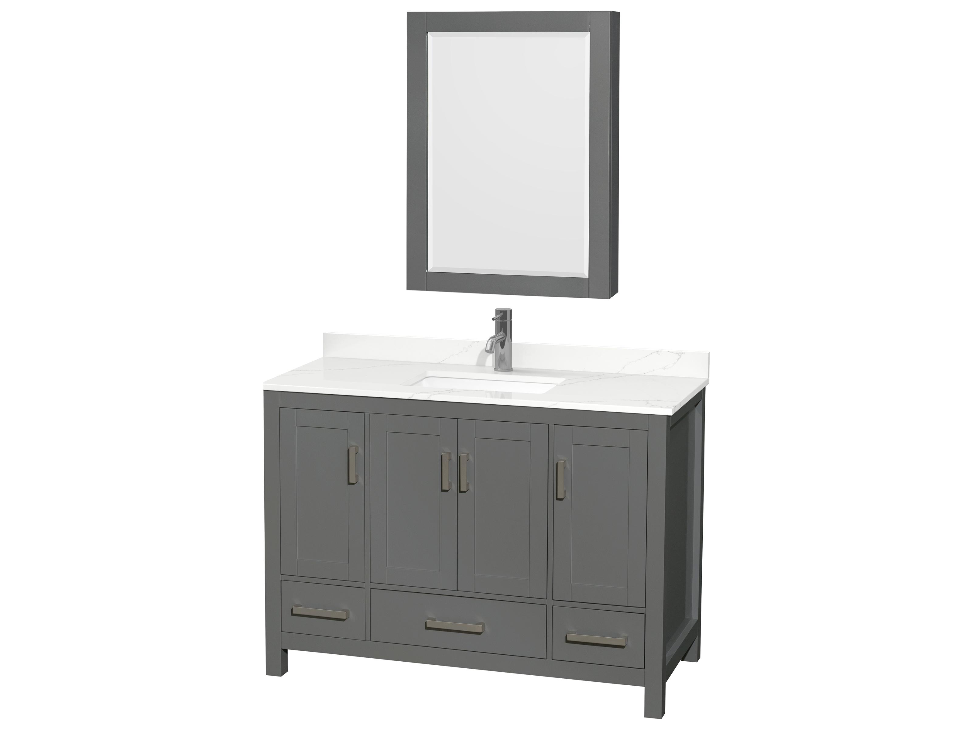 Wyndham Collection Sheffield 48" Dark Gray Vanity with Medicine Cabinet