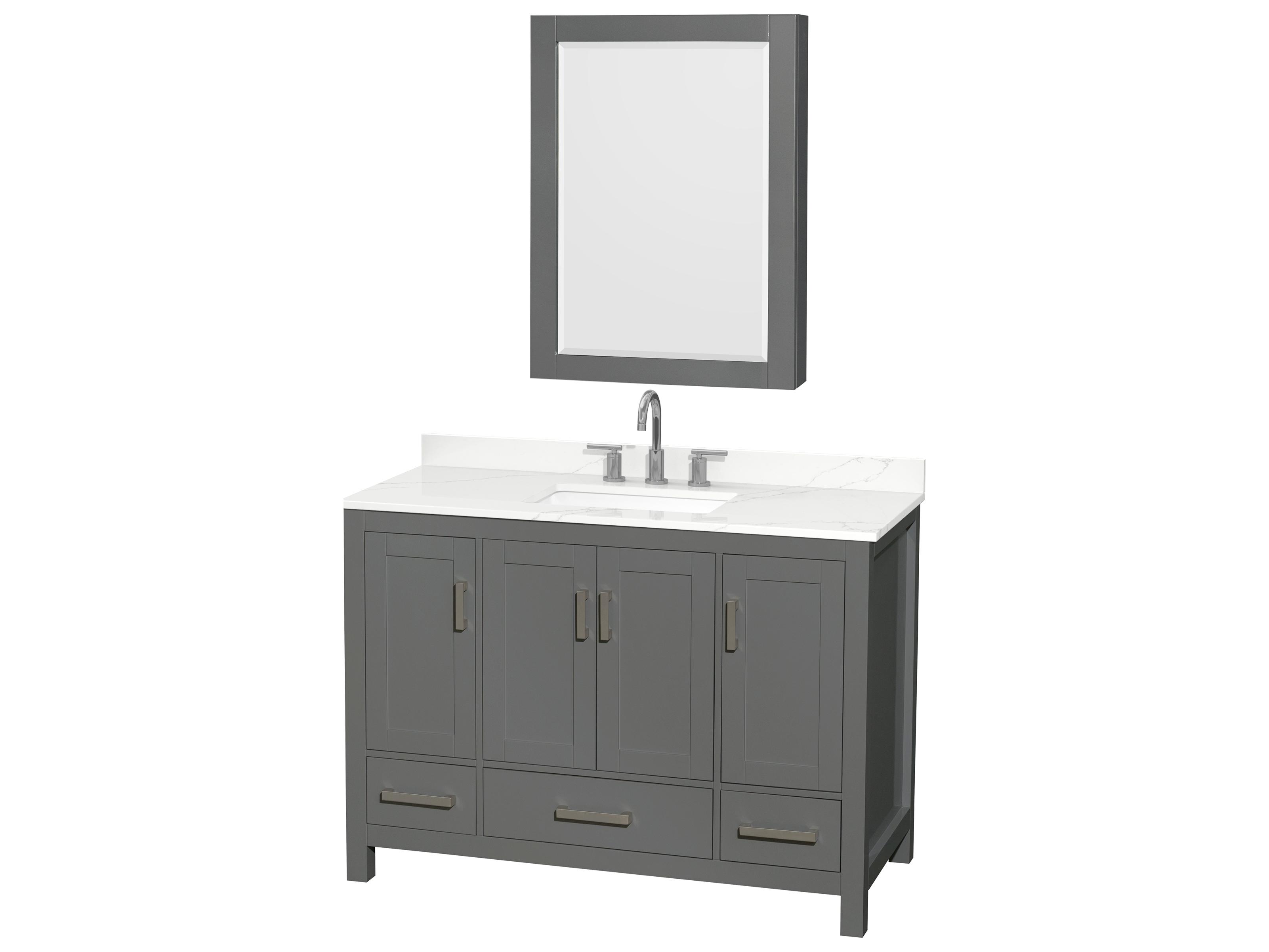 Wyndham Collection Sheffield 48" Dark Gray Vanity with Medicine Cabinet
