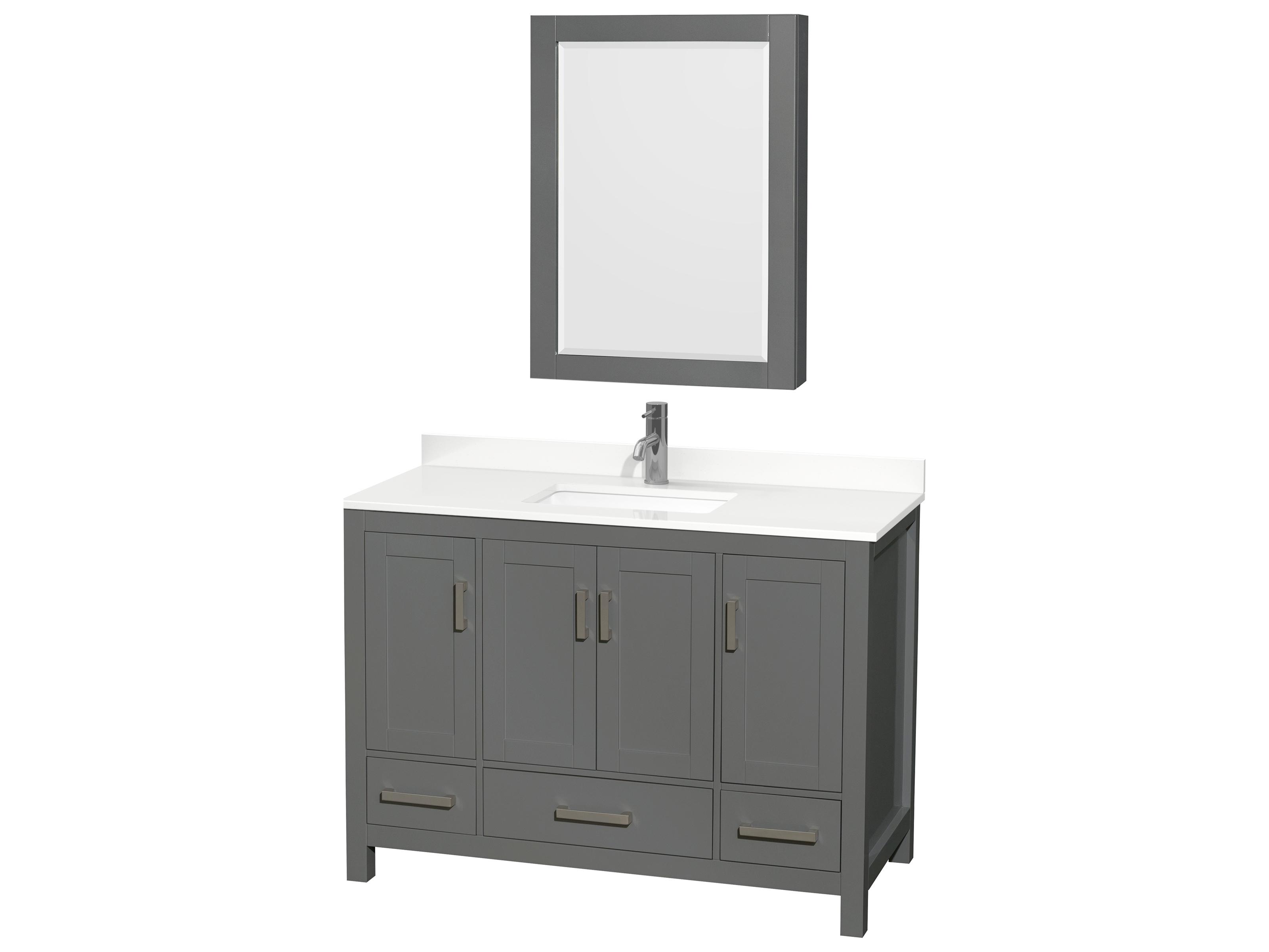 Wyndham Collection Sheffield 48" Dark Gray Vanity with Medicine Cabinet