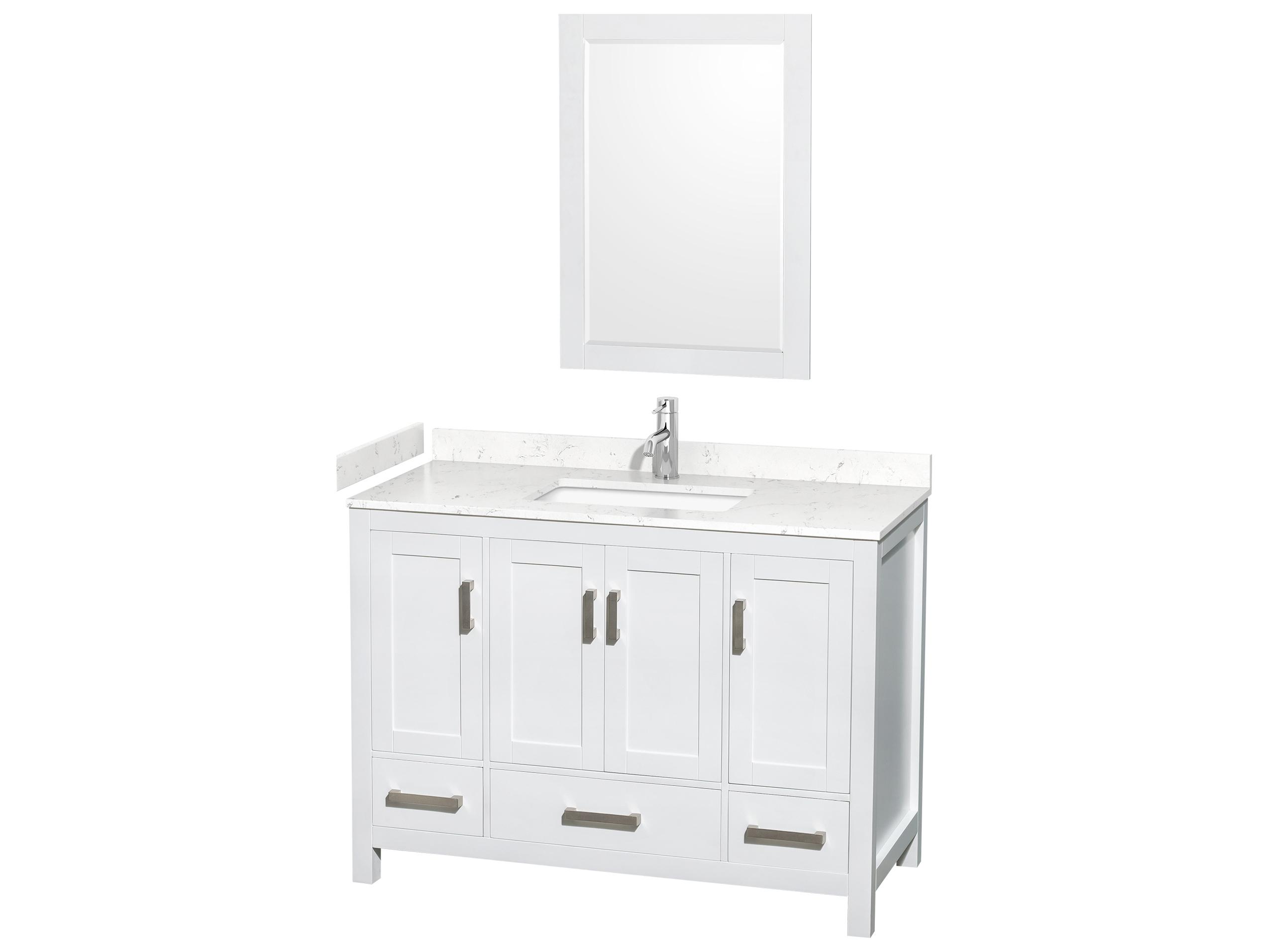 Wyndham Collection Sheffield 48" White Vanity with 24" Mirror