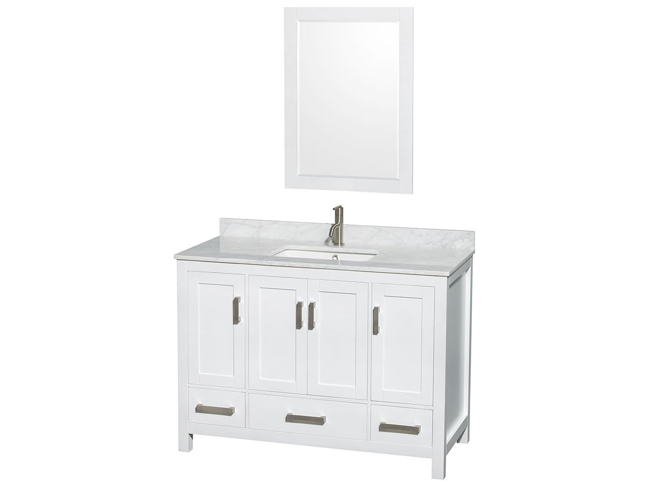 Wyndham Collection Sheffield 48" White Vanity with 24" Mirror