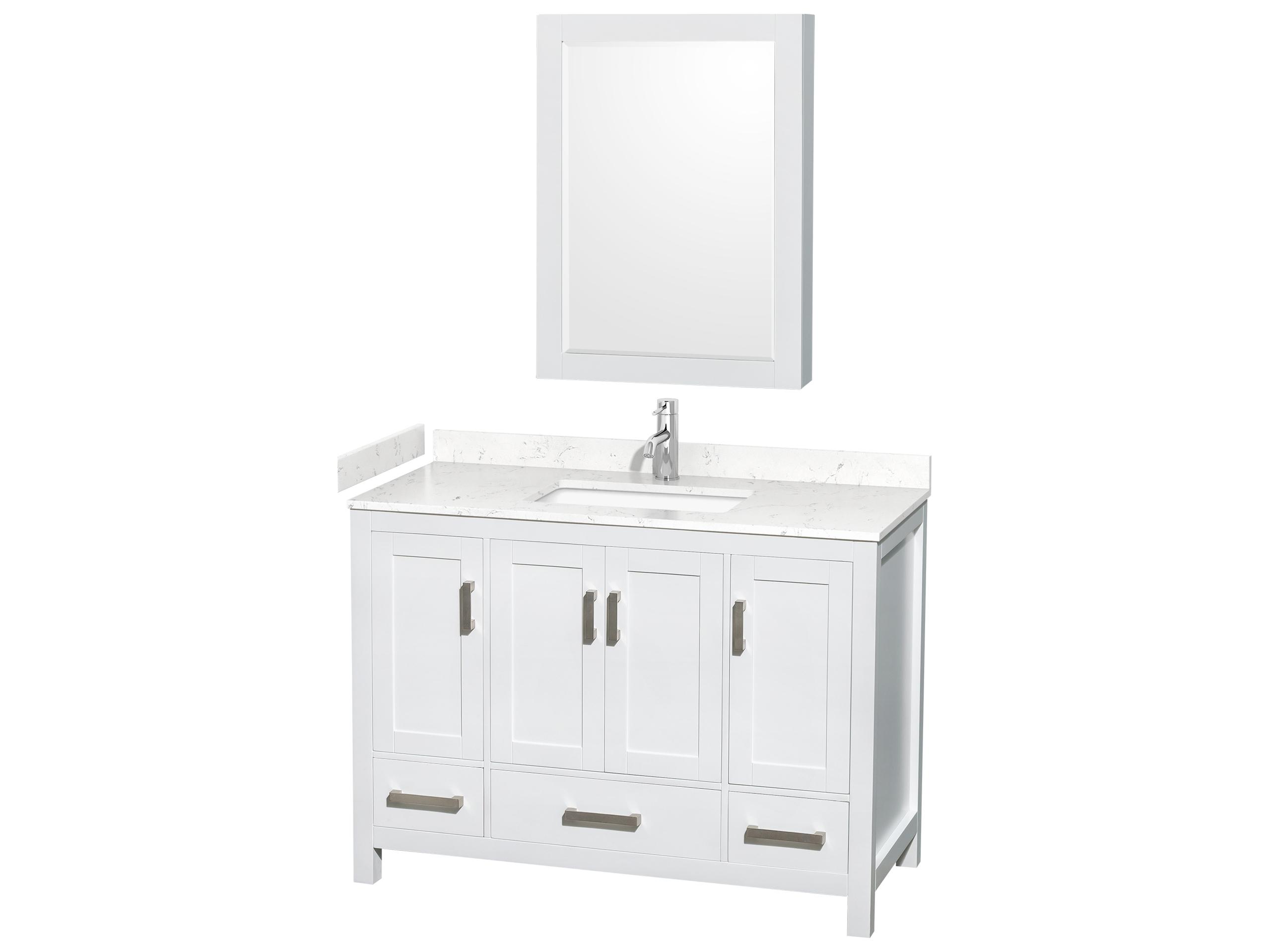 Wyndham Collection Sheffield 48" White Vanity with Medicine Cabinet