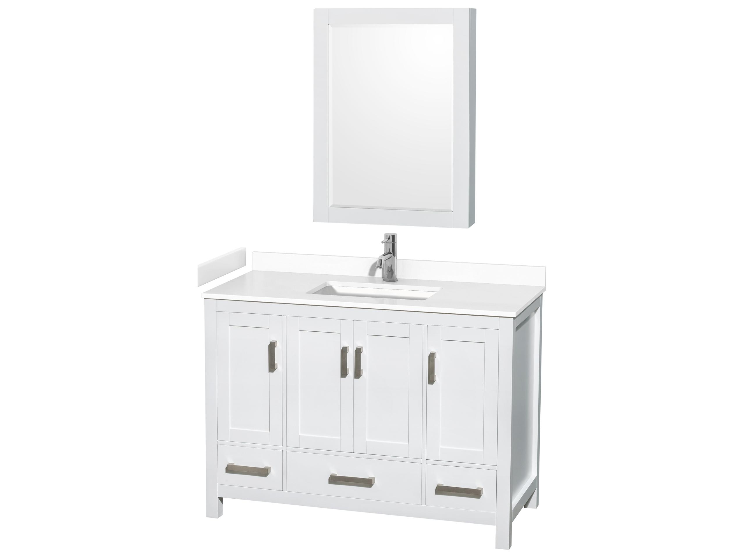 Wyndham Collection Sheffield 48" White Vanity with Medicine Cabinet