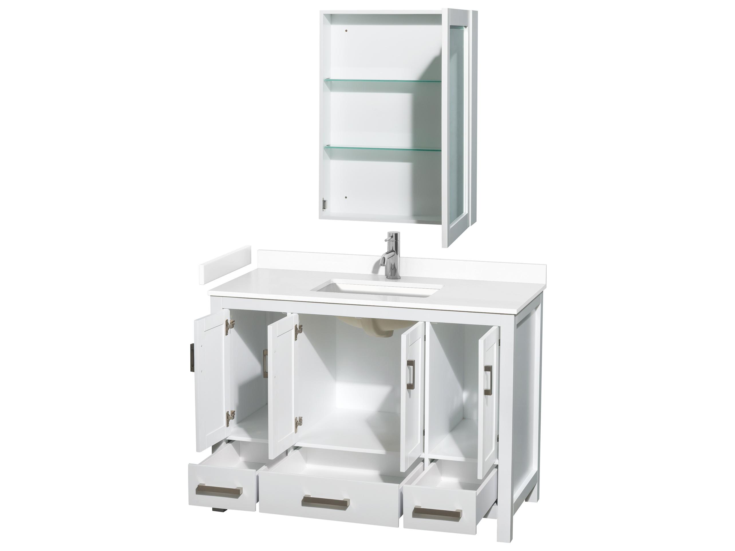 Wyndham Collection Sheffield 48" White Vanity with Medicine Cabinet