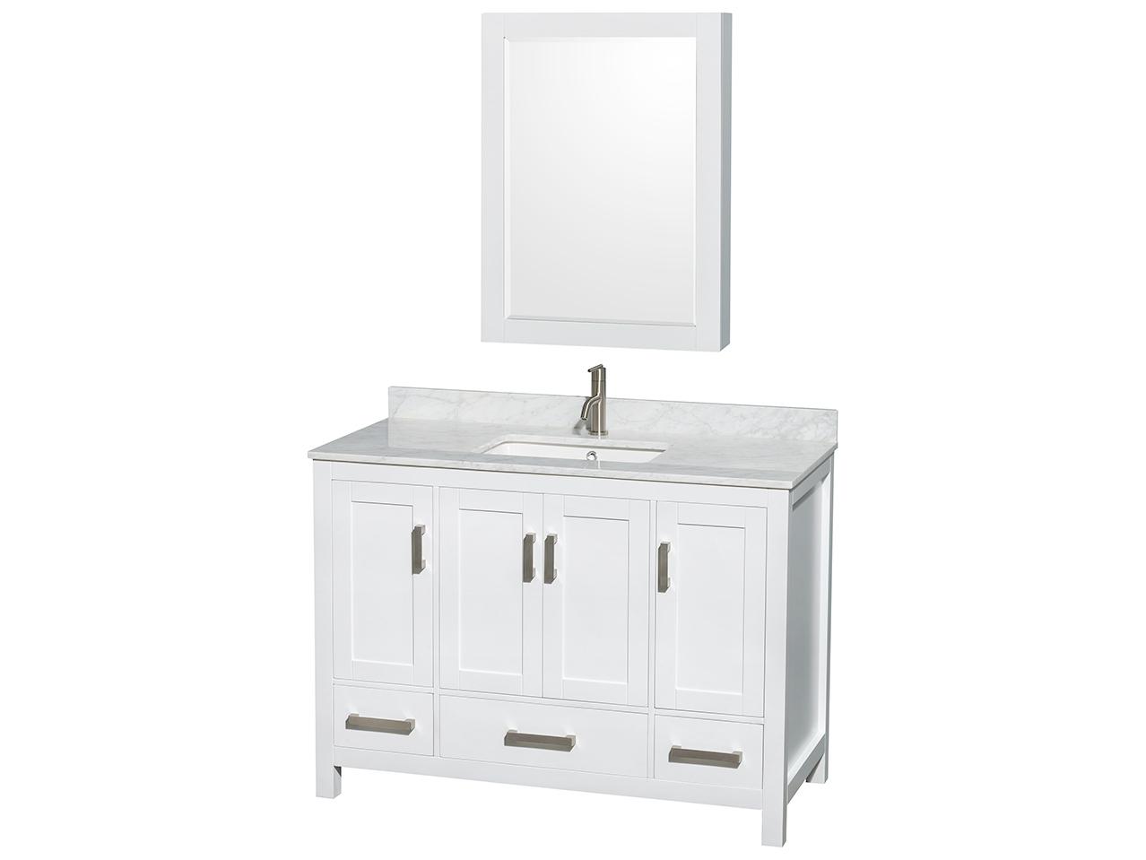Wyndham Collection Sheffield 48" White Vanity with Medicine Cabinet