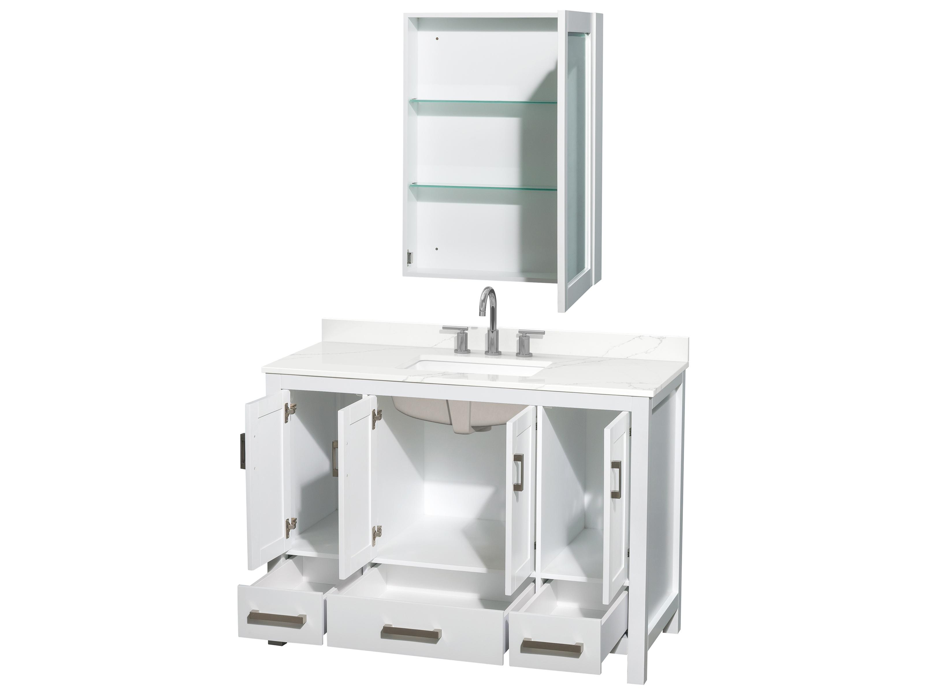 Wyndham Collection Sheffield 48" White Vanity with Medicine Cabinet