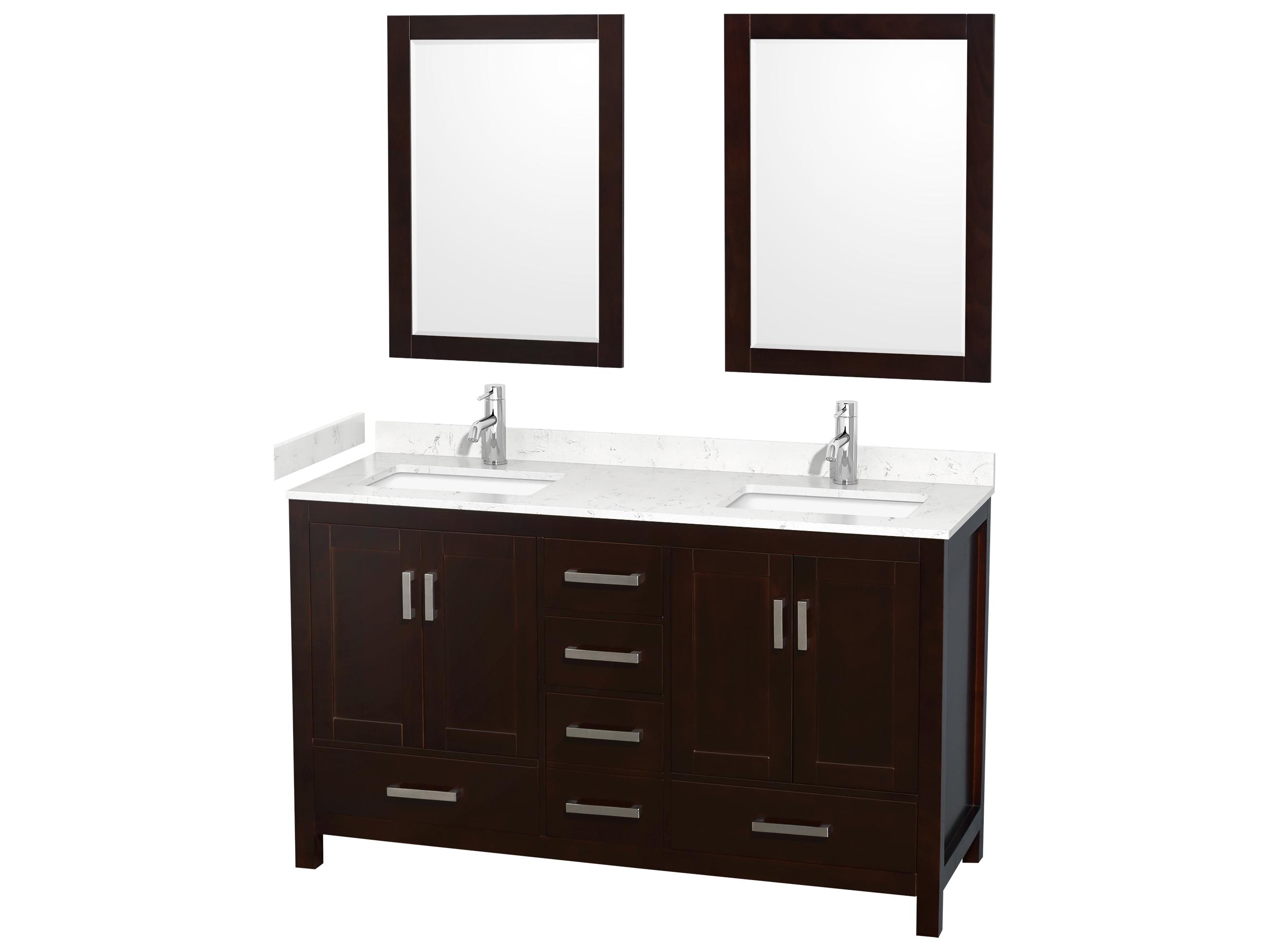 Wyndham Collection Sheffield 60" Espresso Vanity with 24" Mirror