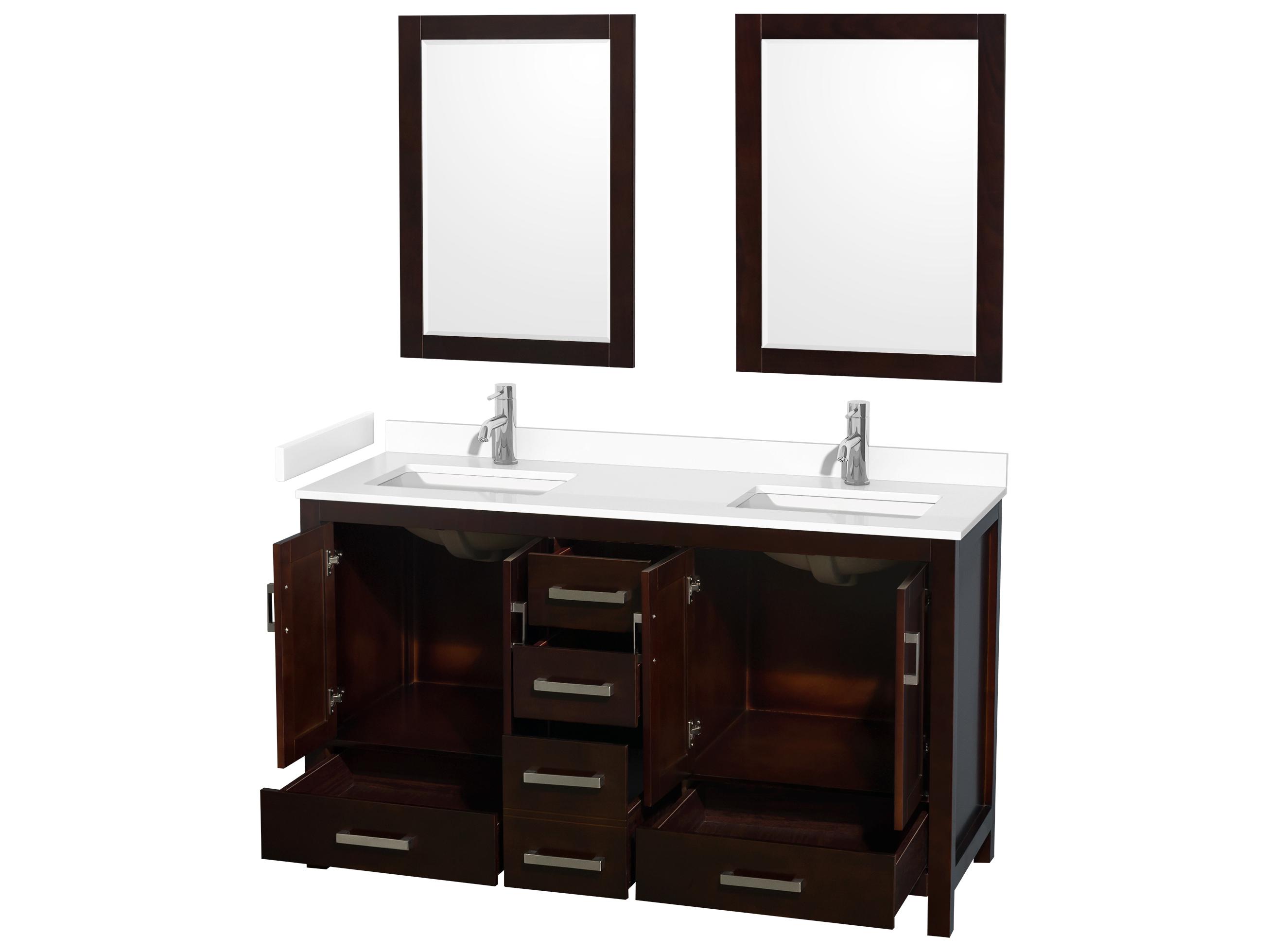 Wyndham Collection Sheffield 60" Espresso Vanity with 24" Mirror