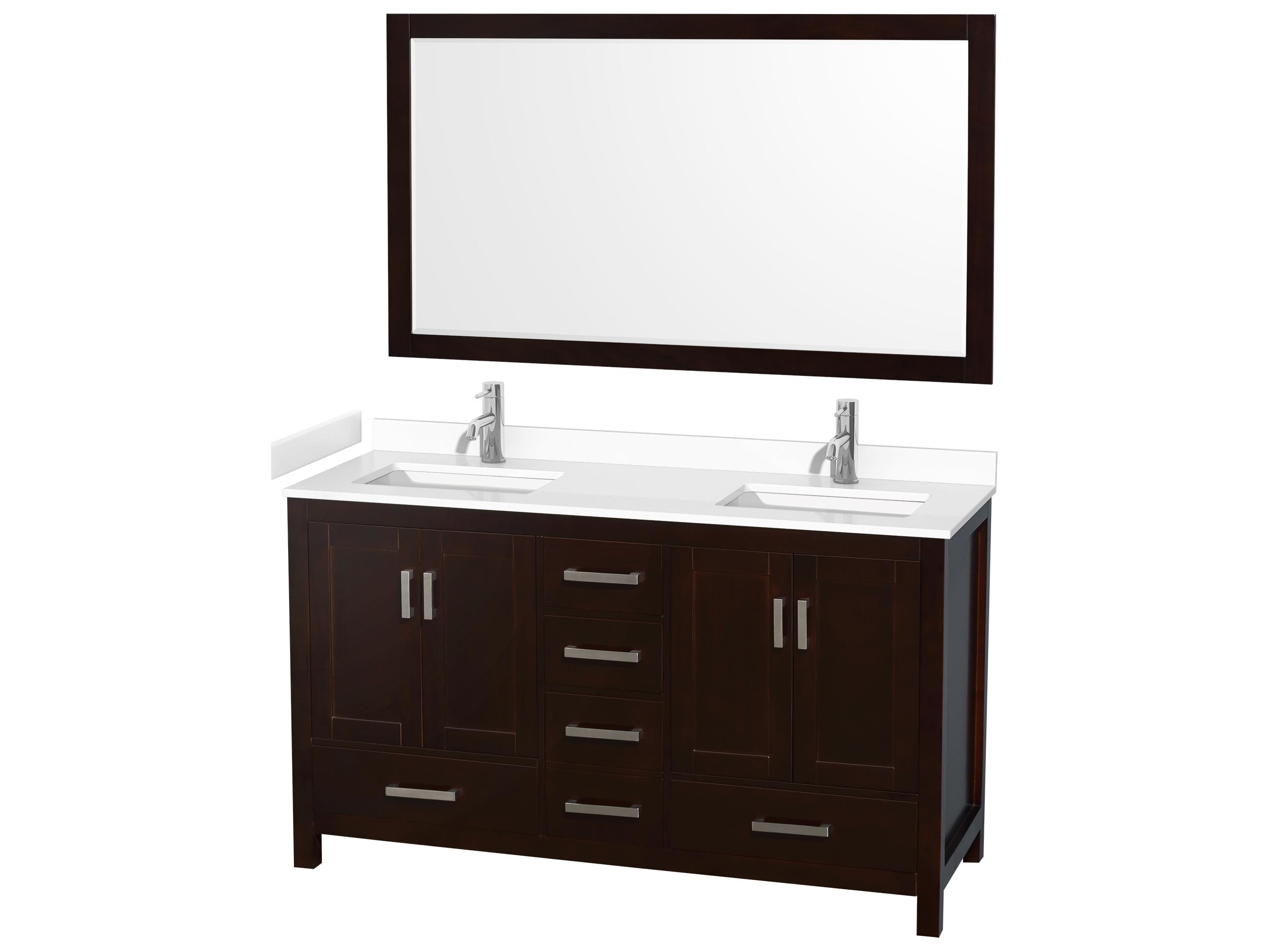 Wyndham Collection Sheffield 60" Espresso Vanity with 58" Mirror