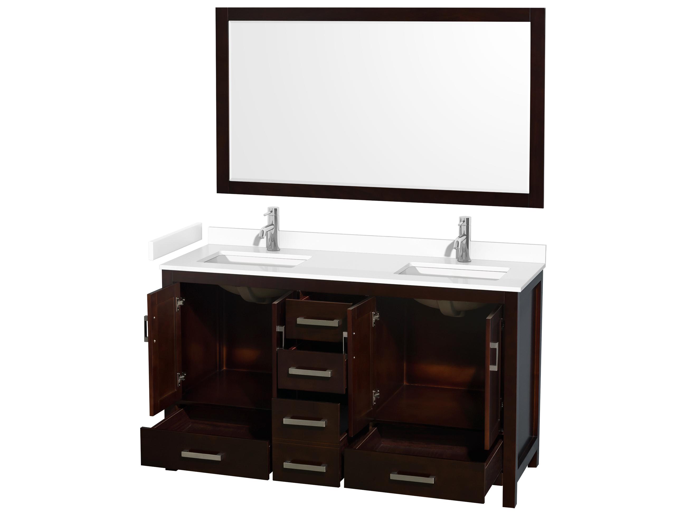 Wyndham Collection Sheffield 60" Espresso Vanity with 58" Mirror
