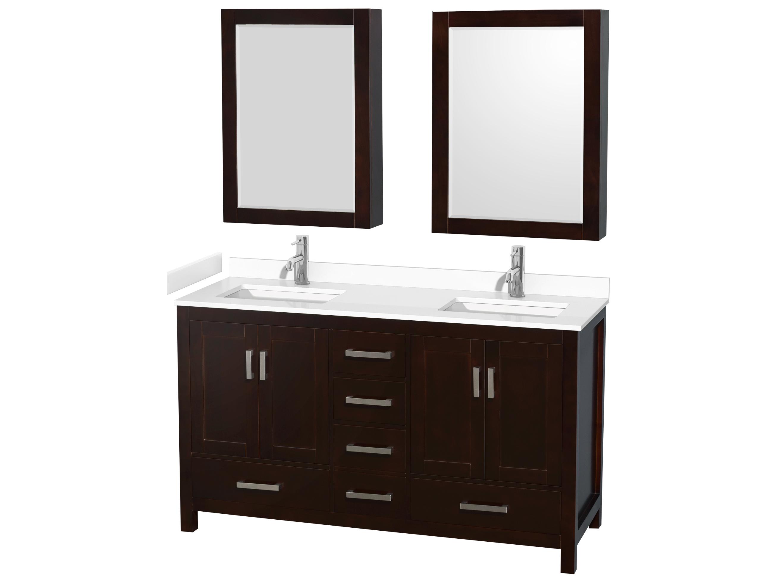 Wyndham Collection Sheffield 60" Espresso Vanity with Medicine Cabinet