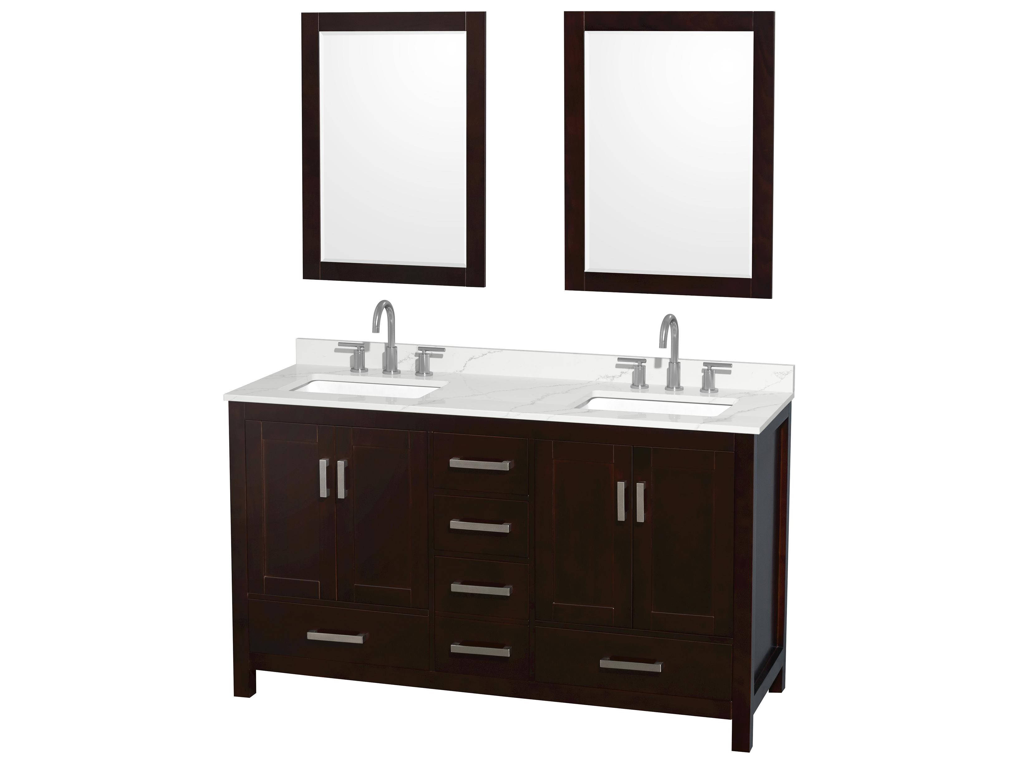 Wyndham Collection Sheffield 60" Espresso Vanity with 24" Mirror