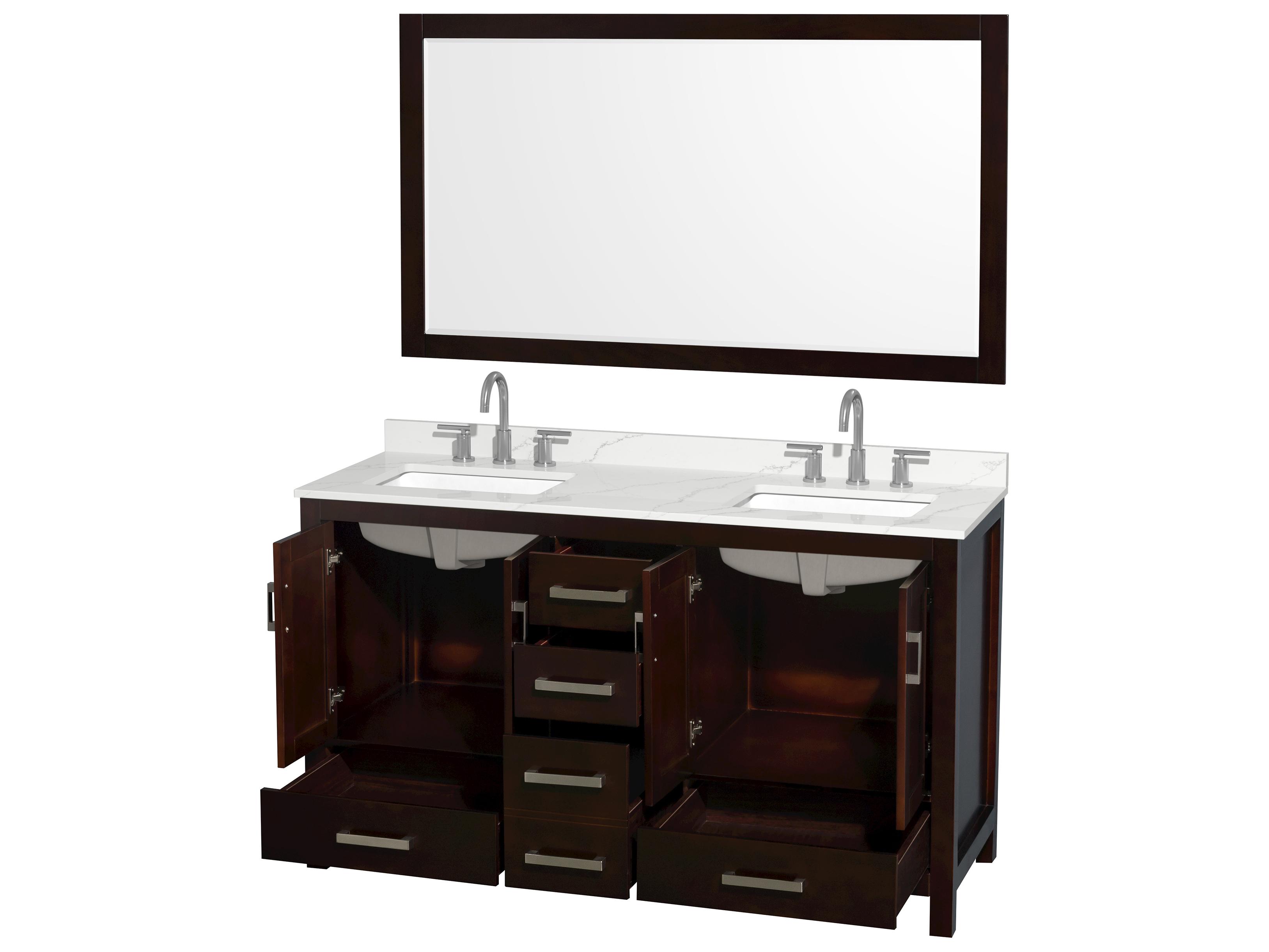 Wyndham Collection Sheffield 60" Espresso Vanity with 58" Mirror