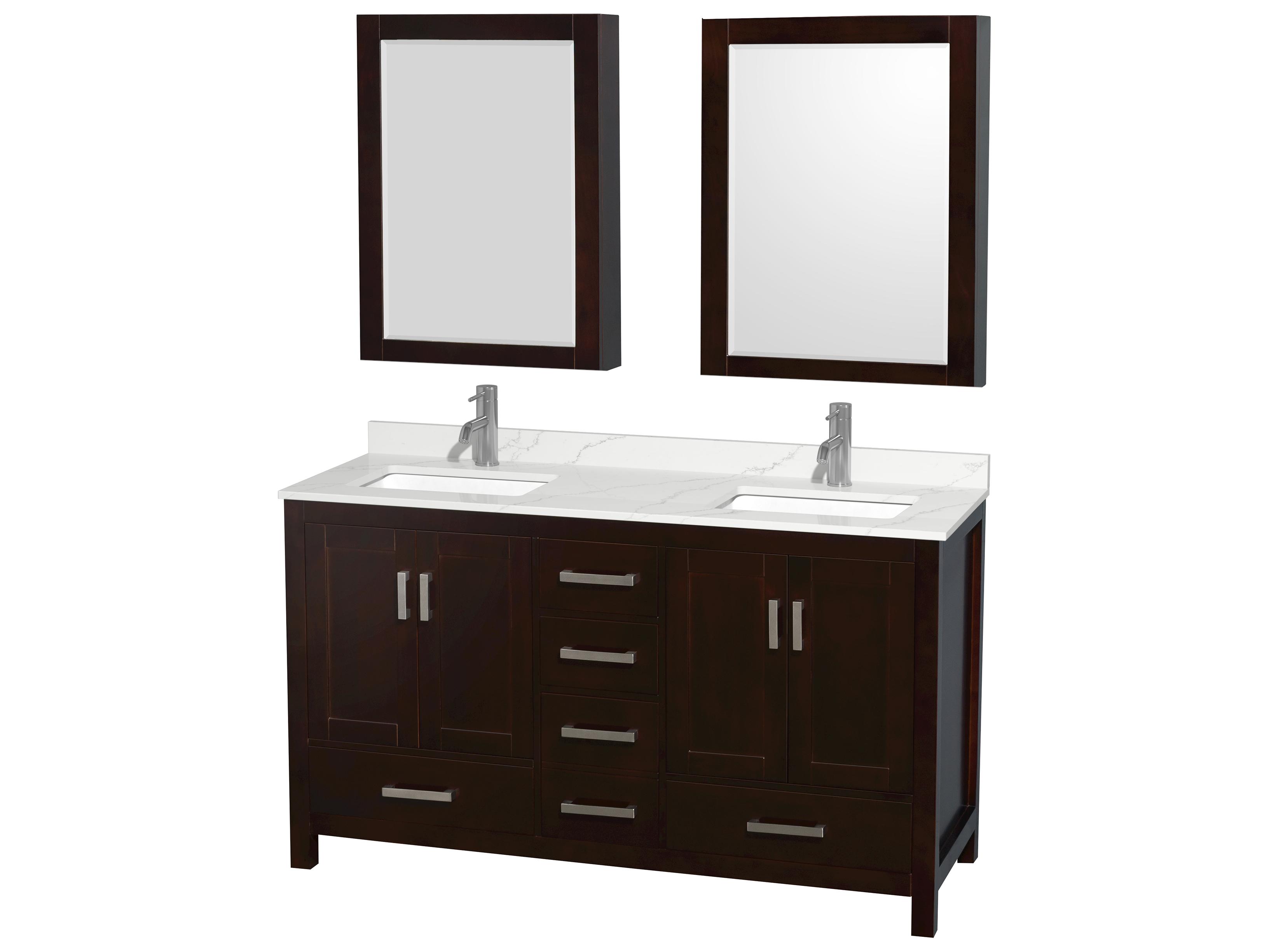 Wyndham Collection Sheffield 60" Espresso Vanity with Medicine Cabinet