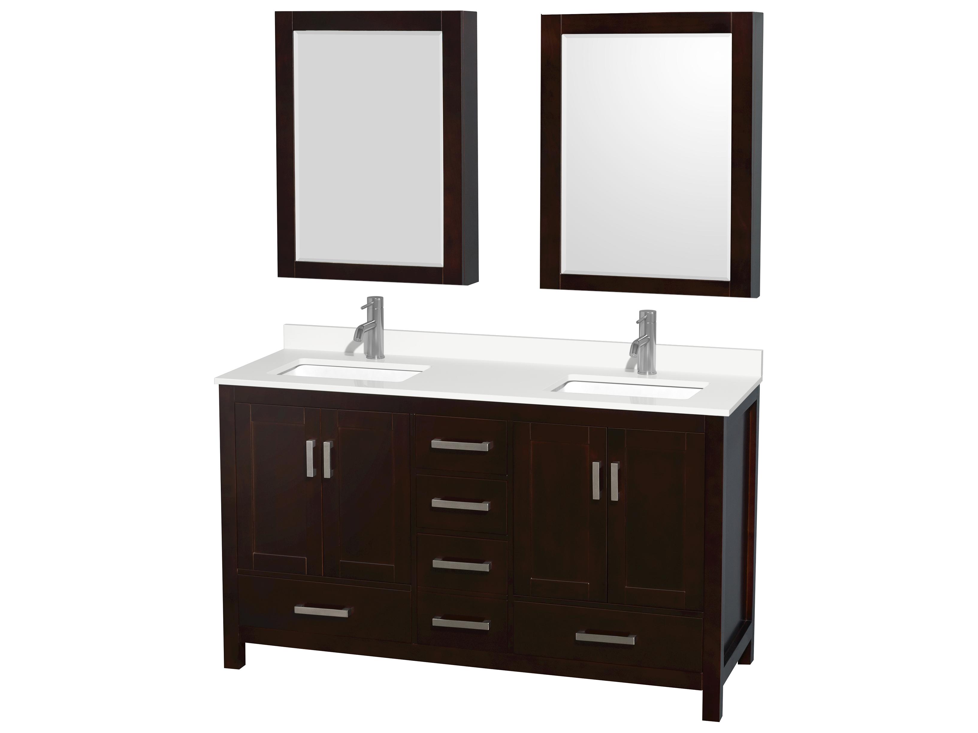 Wyndham Collection Sheffield 60" Espresso Vanity with Medicine Cabinet