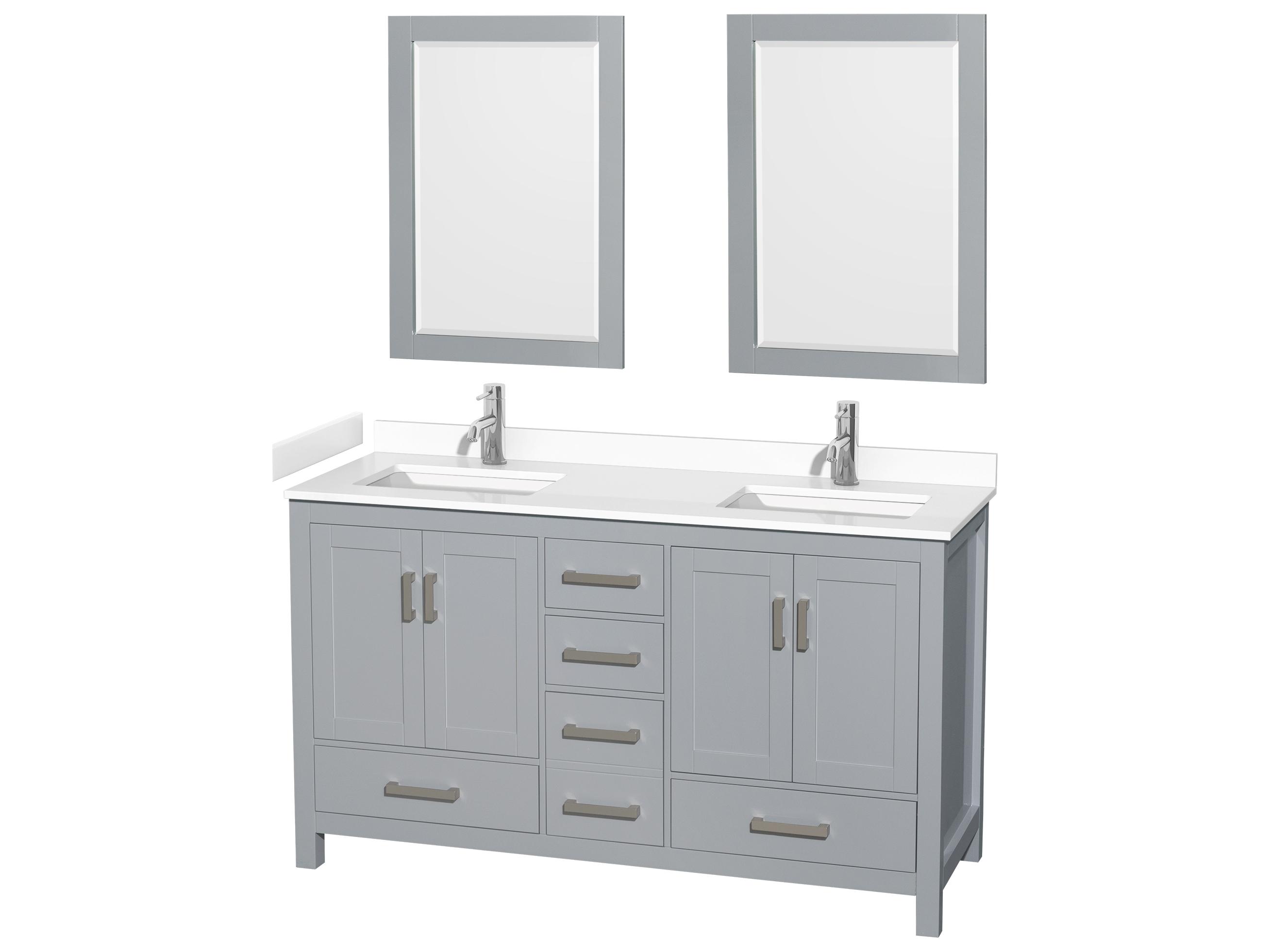 Wyndham Collection Sheffield 60" Gray Vanity with 24" Mirror