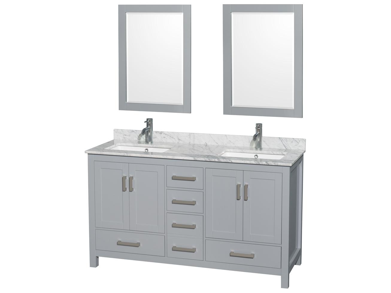 Wyndham Collection Sheffield 60" Gray Vanity with 24" Mirror
