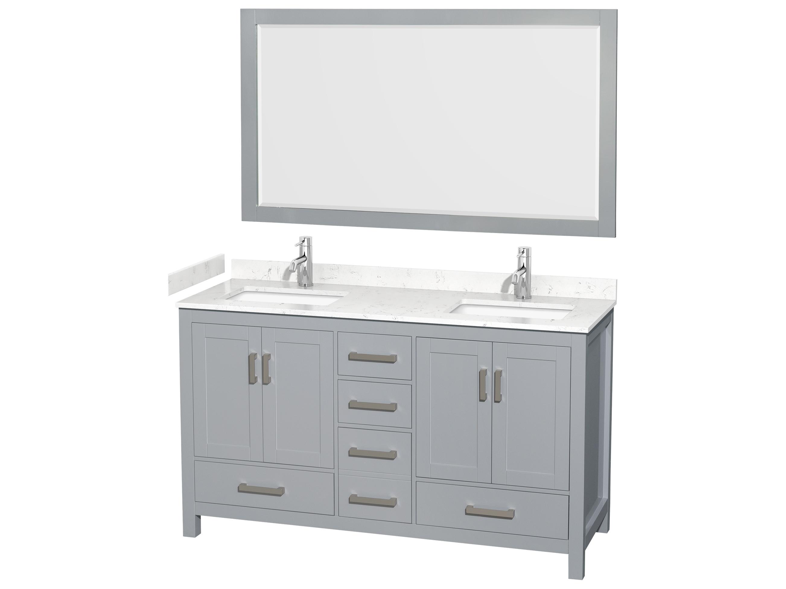 Wyndham Collection Sheffield 60" Gray Vanity with 58" Mirror