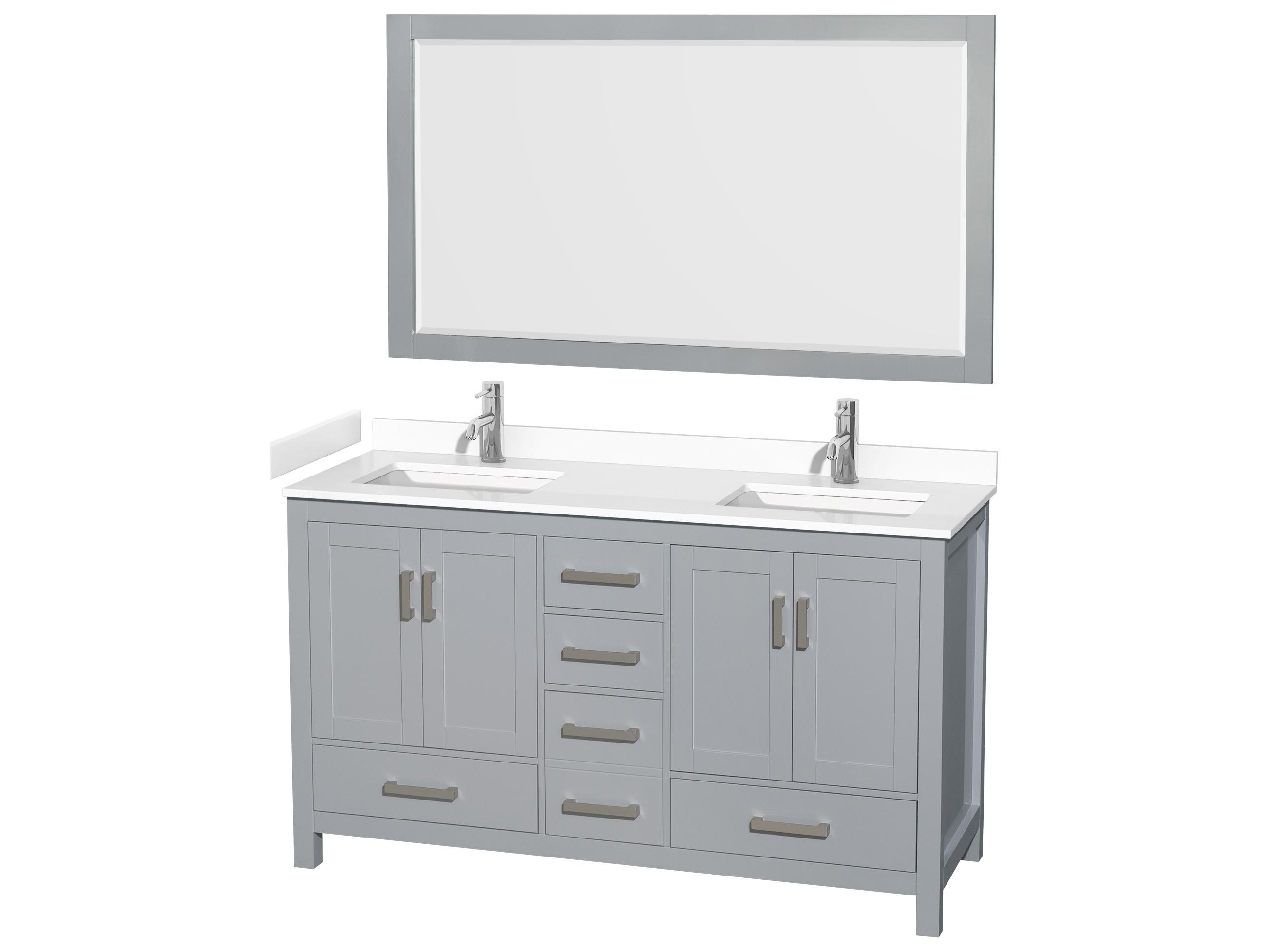 Wyndham Collection Sheffield 60" Gray Vanity with 58" Mirror