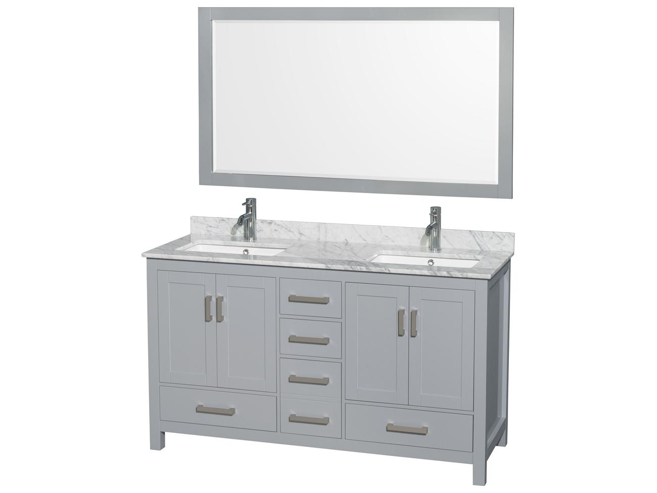 Wyndham Collection Sheffield 60" Gray Vanity with 58" Mirror