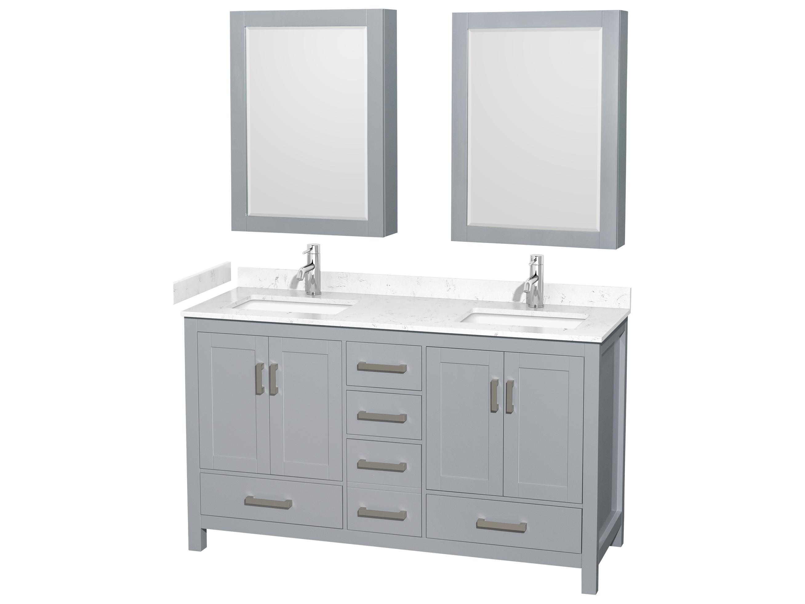 Wyndham Collection Sheffield 60" Gray Vanity with Medicine Cabinet