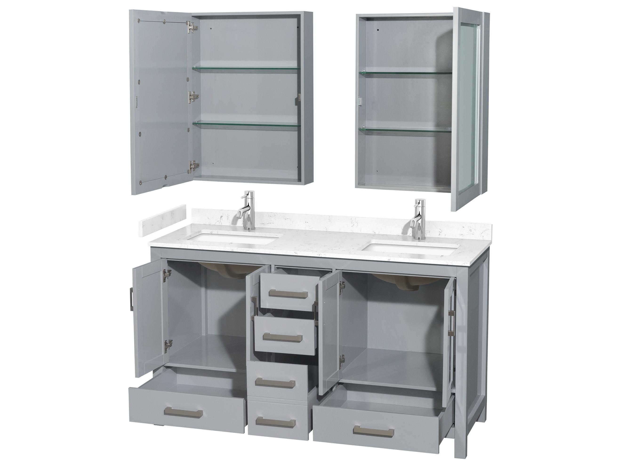 Wyndham Collection Sheffield 60" Gray Vanity with Medicine Cabinet