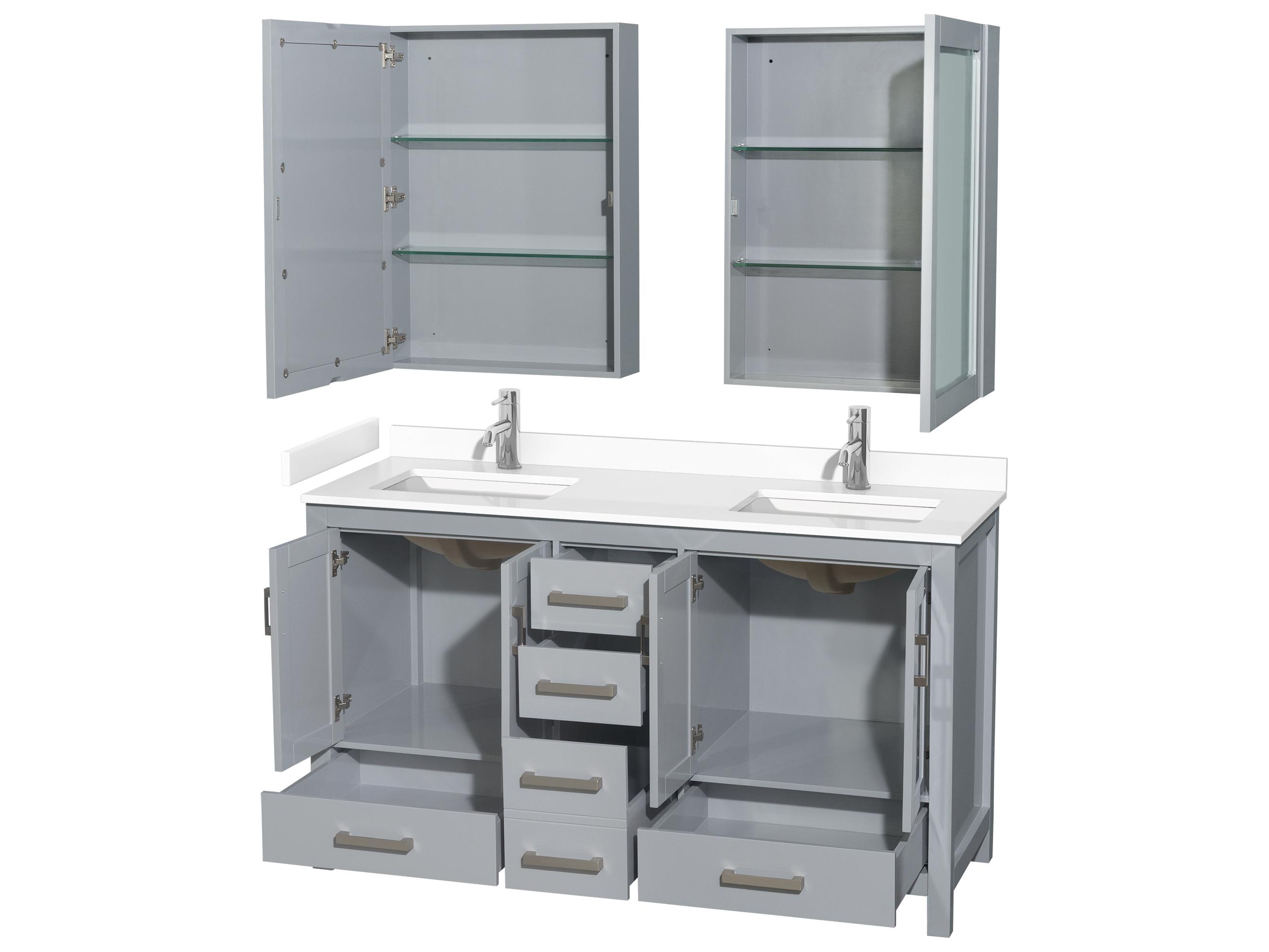 Wyndham Collection Sheffield 60" Gray Vanity with Medicine Cabinet