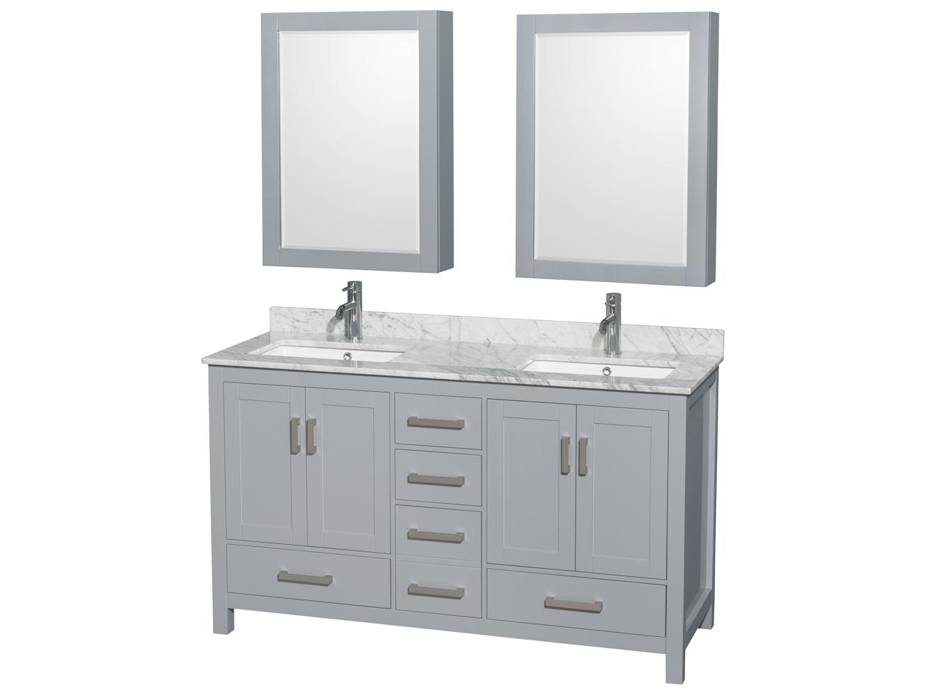 Wyndham Collection Sheffield 60" Gray Vanity with Medicine Cabinet