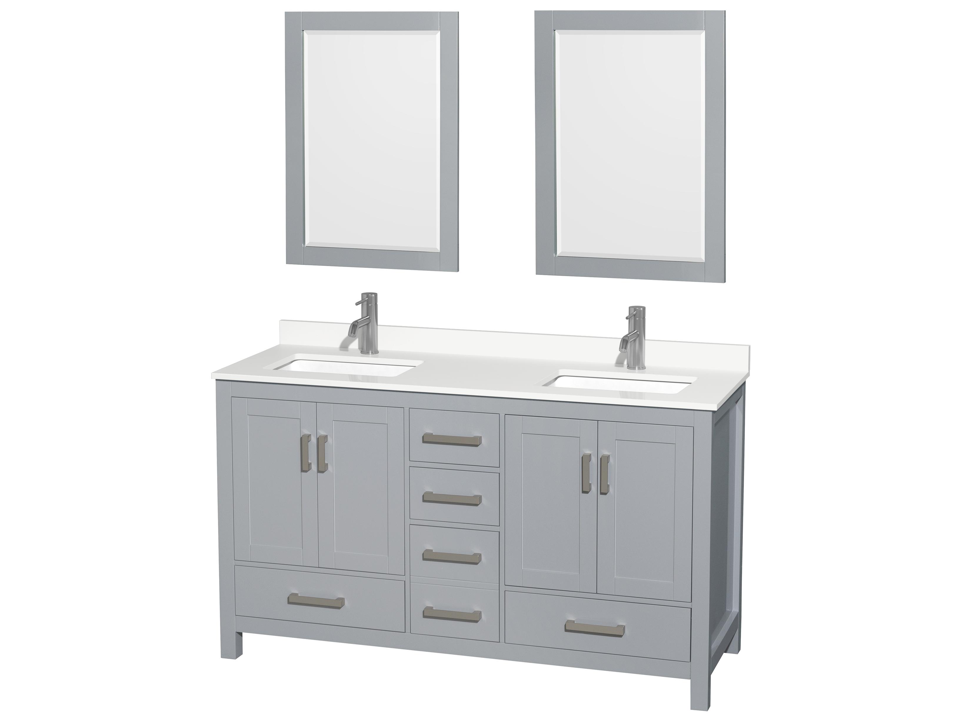 Wyndham Collection Sheffield 60" Gray Vanity with 24" Mirror