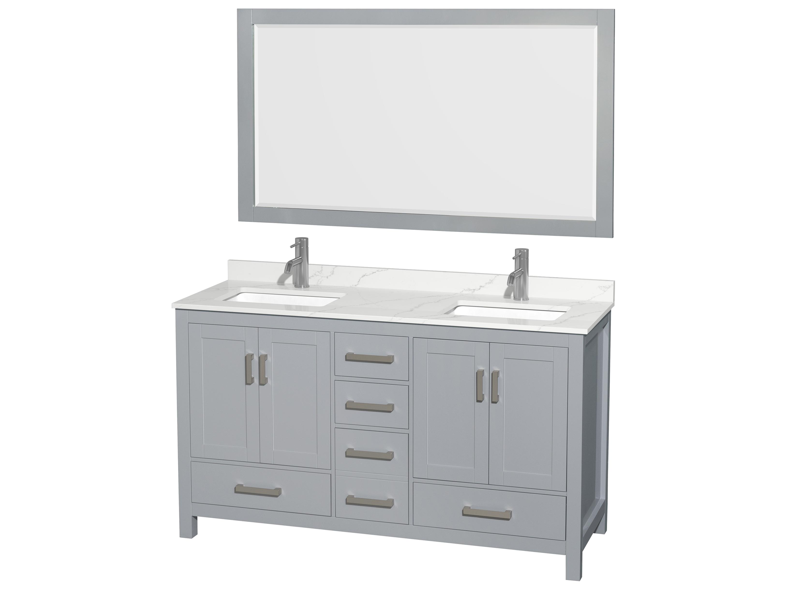 Wyndham Collection Sheffield 60" Gray Vanity with 58" Mirror