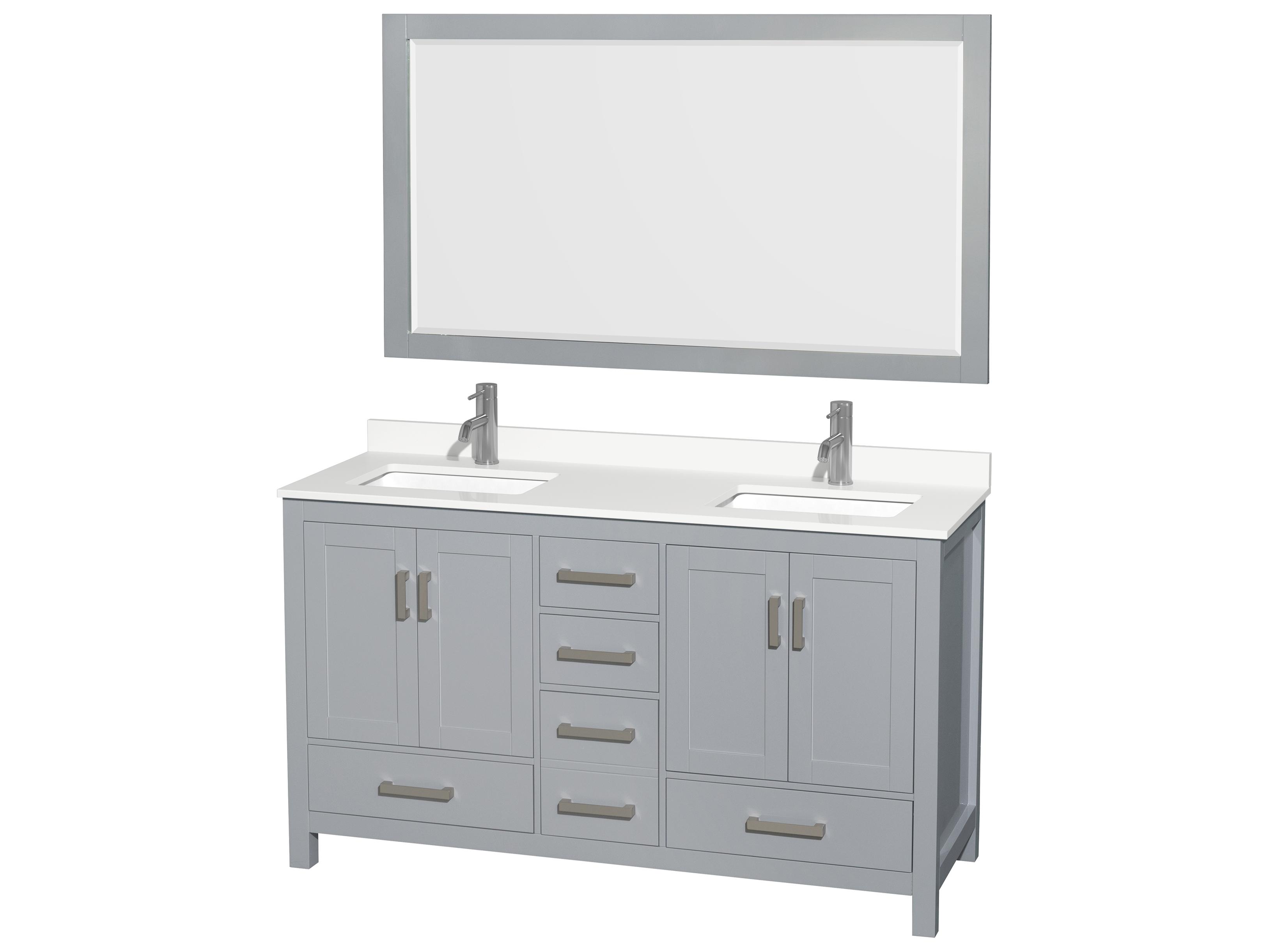 Wyndham Collection Sheffield 60" Gray Vanity with 58" Mirror
