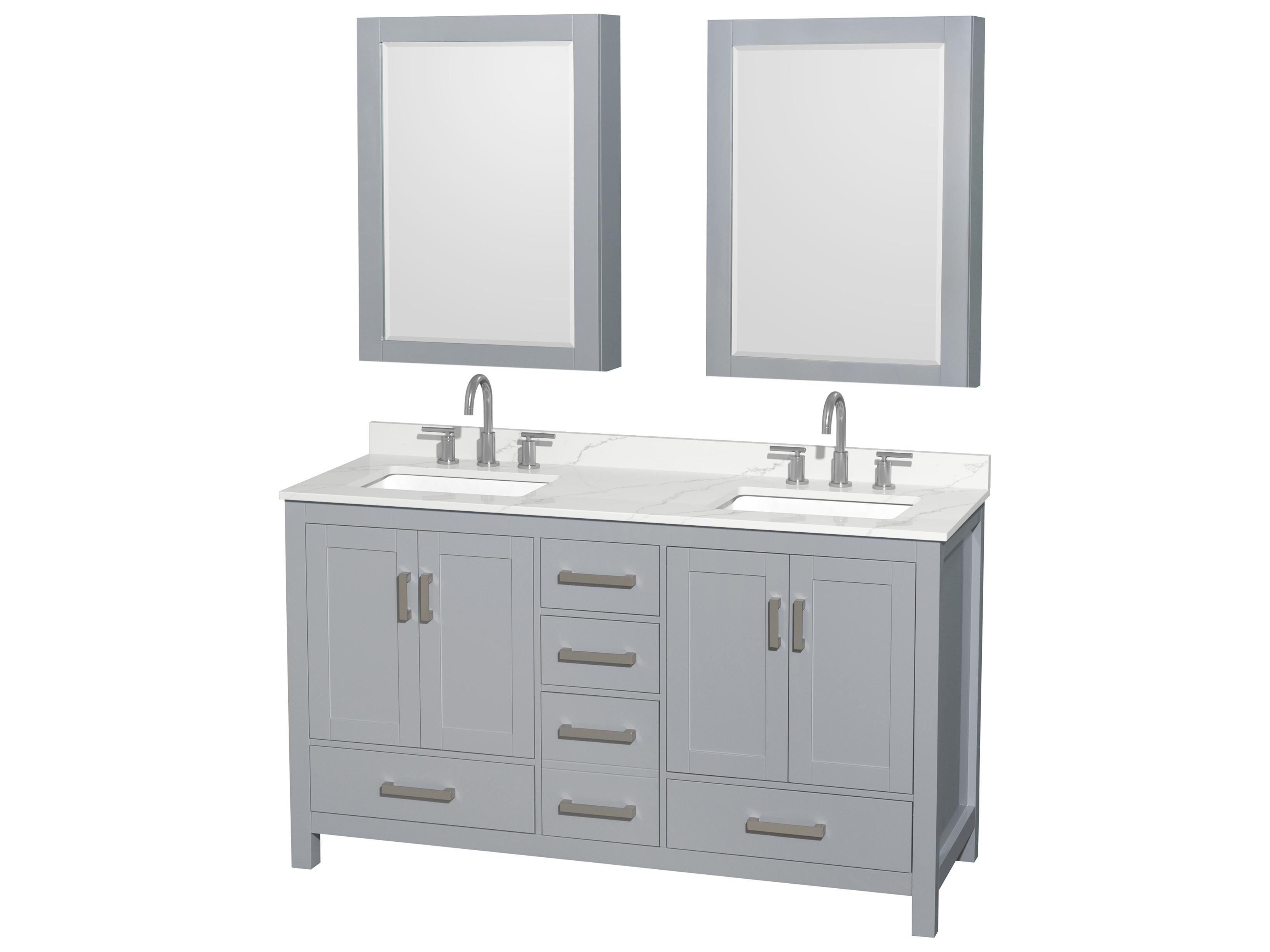 Wyndham Collection Sheffield 60" Gray Vanity with Medicine Cabinet