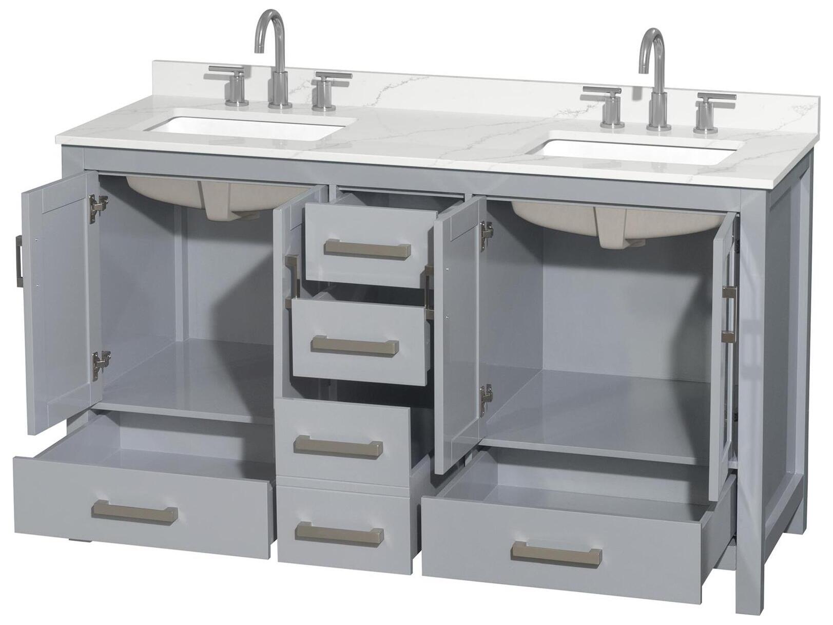 Wyndham Collection Sheffield 60" Gray Vanity